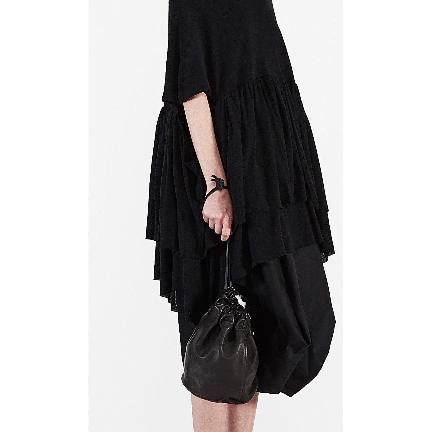 Handbags Barbara Bologna Basic Sack Black Calf Leather White Smoke