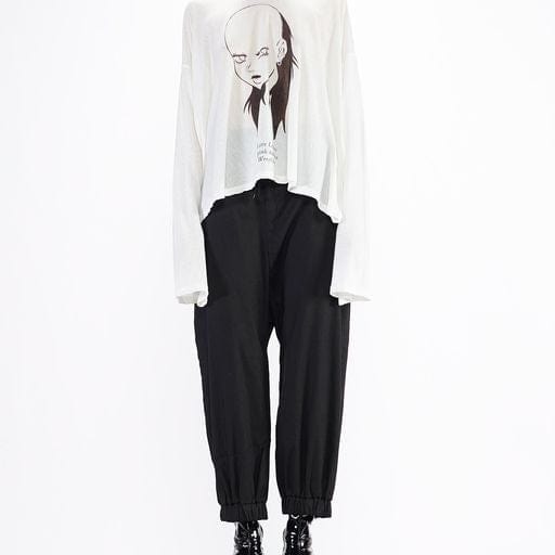 T-Shirt Barbara Bologna Print T-Shirt White Cropped Graphic Black