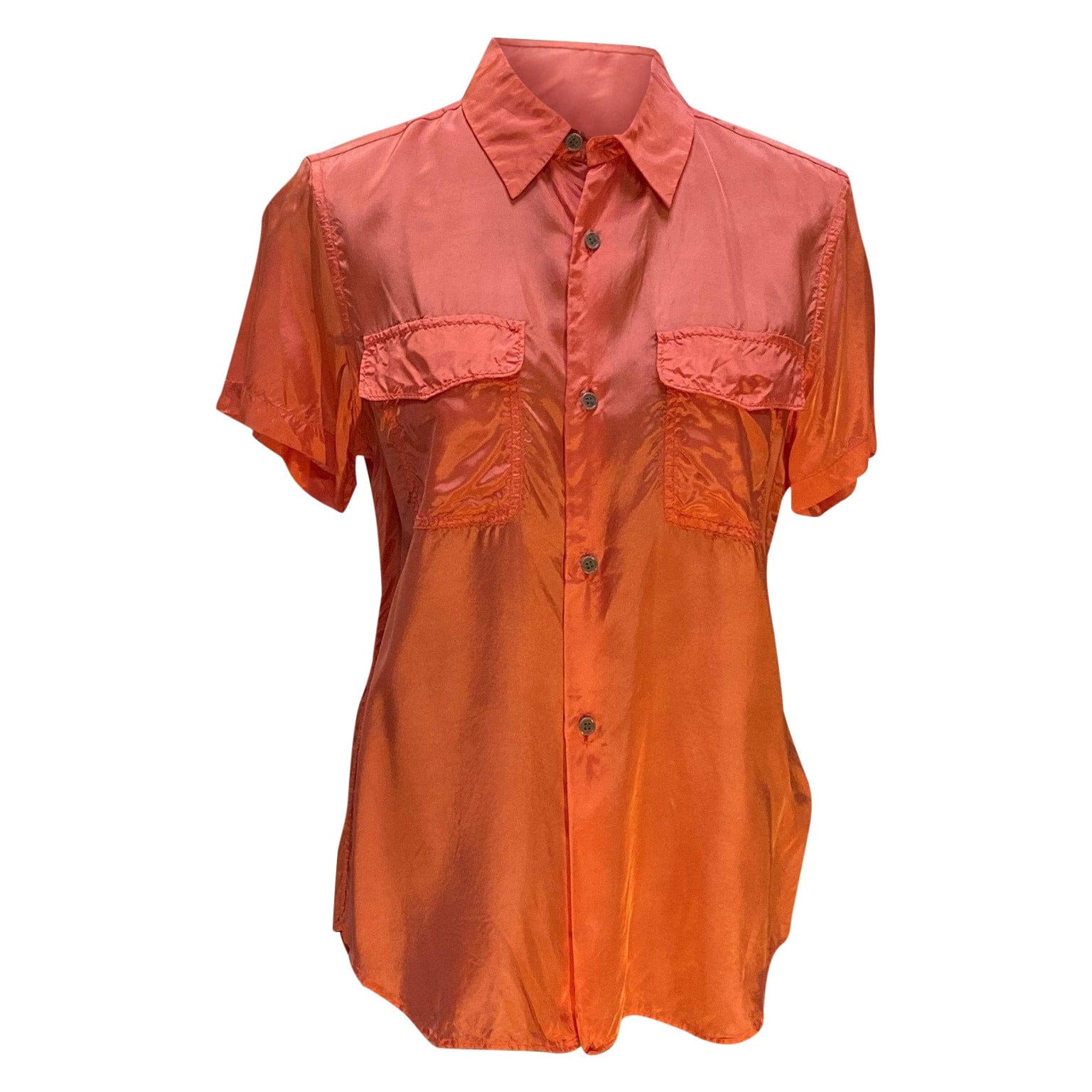Shirt Comme des Garçons Button Down - Coral Rayon Short Sleeve Chocolate