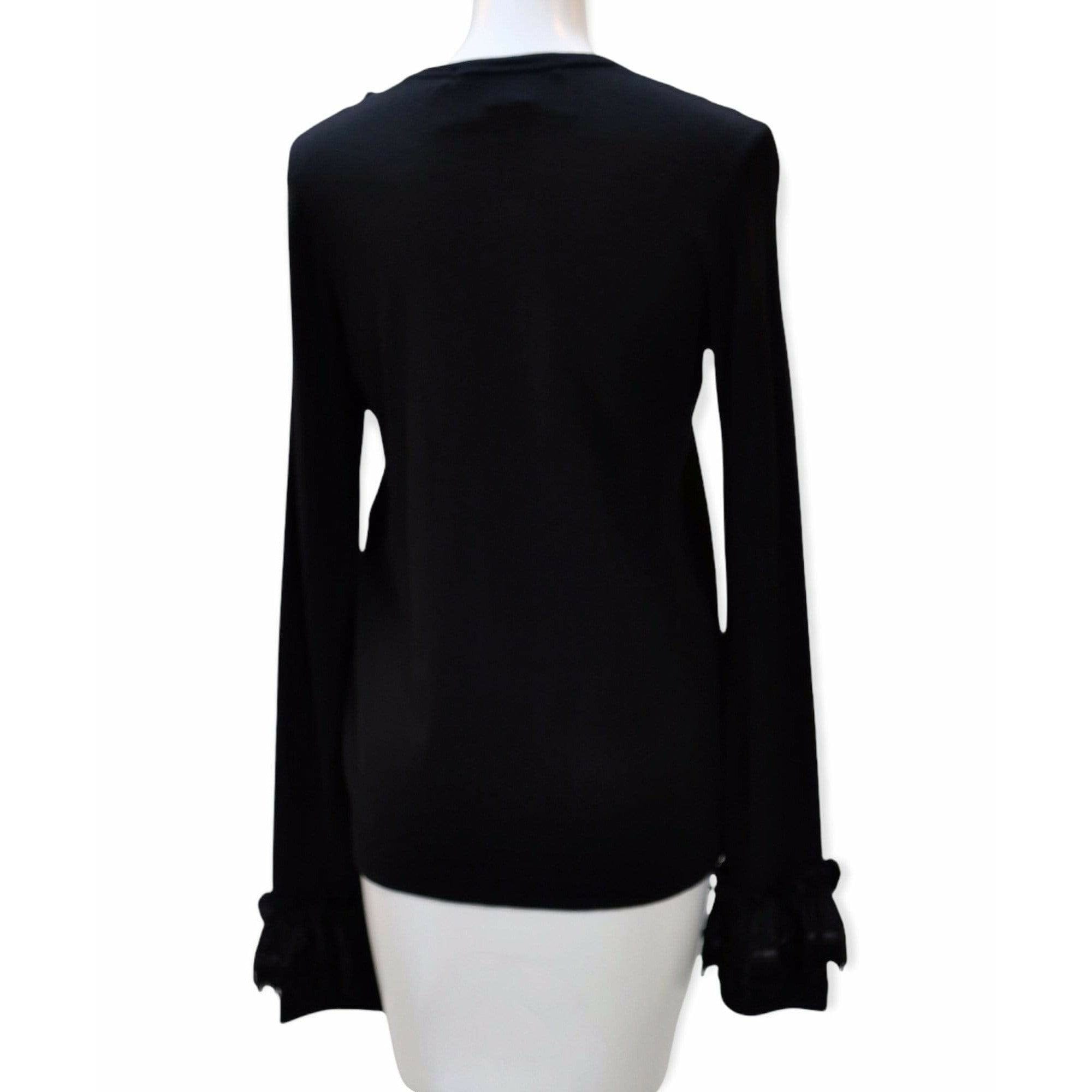 Shirts & Tops Comme des Garçons Sequin Top - Black Wool Ruffle Light Gray