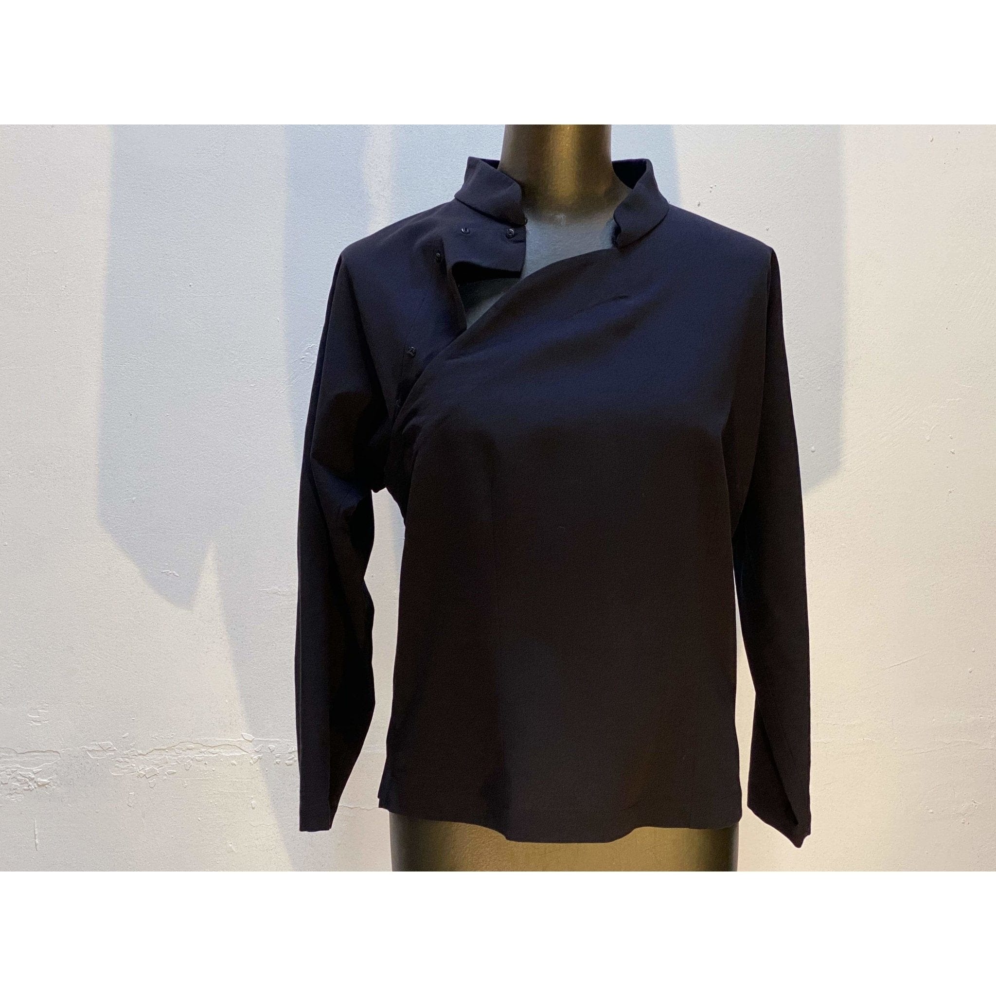 Shirts & Tops Comme des Garçons Mao Top - Black Wool Cropped Jacket Light Gray