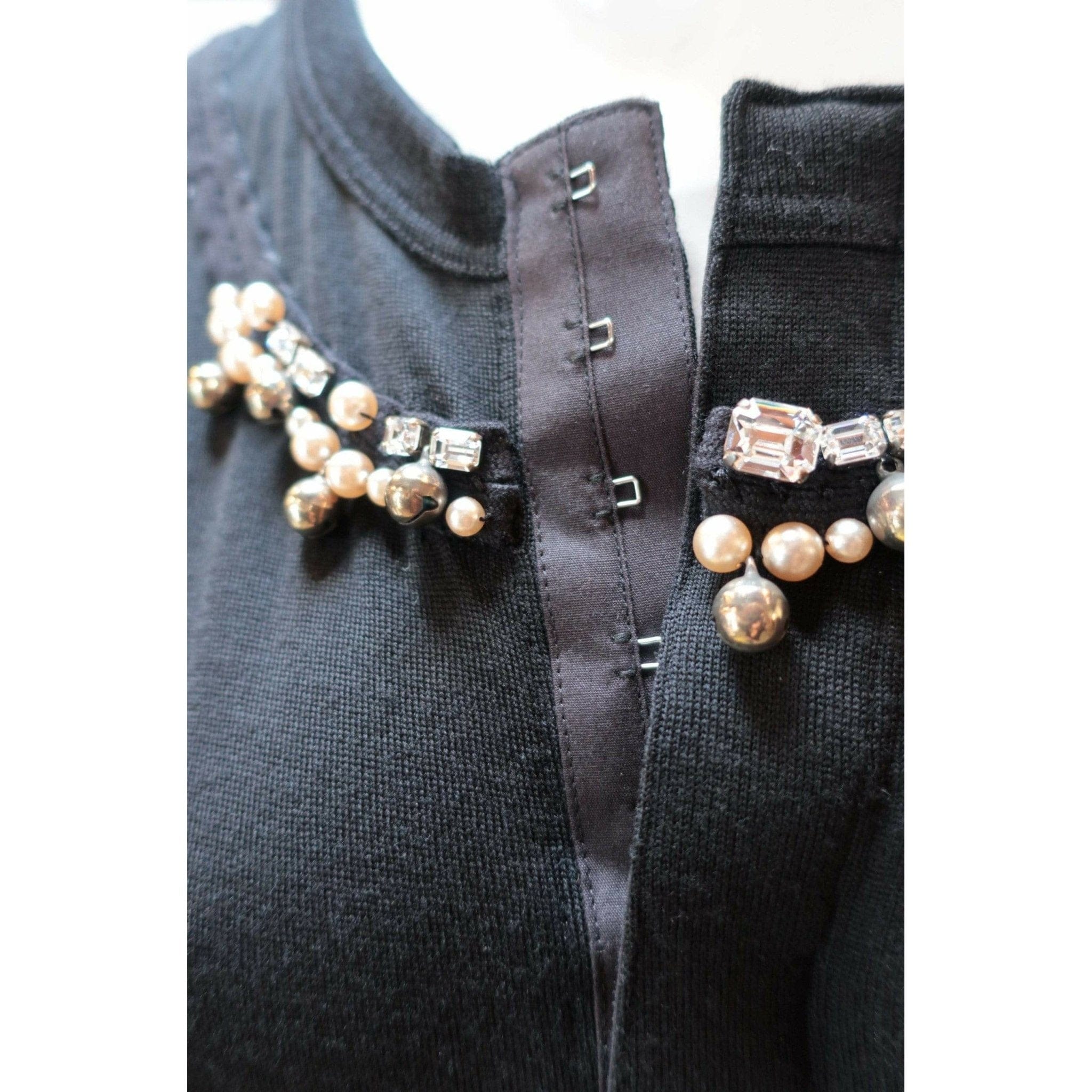 Shirts & Tops Comme des Garçons Wool Cardigan - Black Pearl Embellished Dark Slate Gray