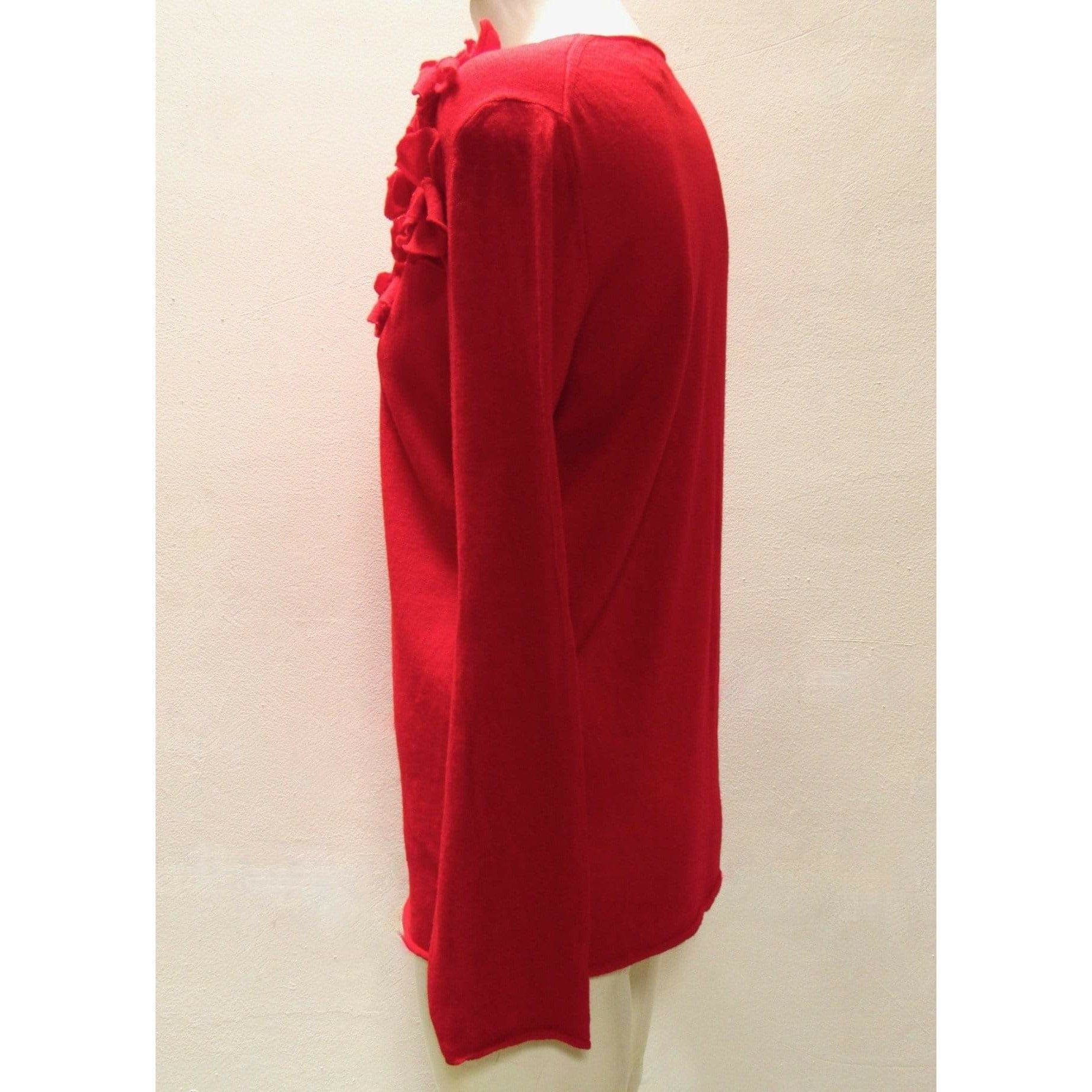 Shirts & Tops Comme Des Garçons Flower Sweater - Red Lambswool V-Neck Light Gray