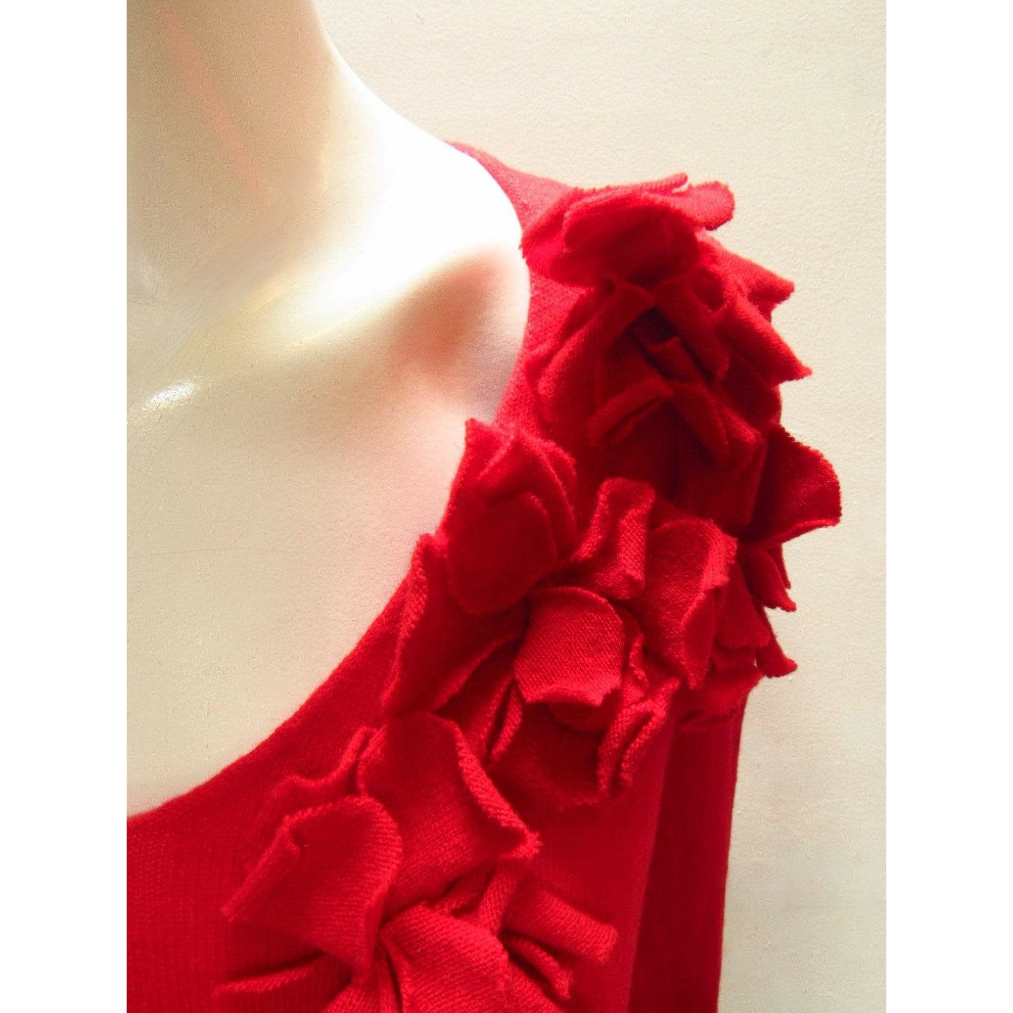 Shirts & Tops Comme Des Garçons Flower Sweater - Red Lambswool V-Neck Wheat