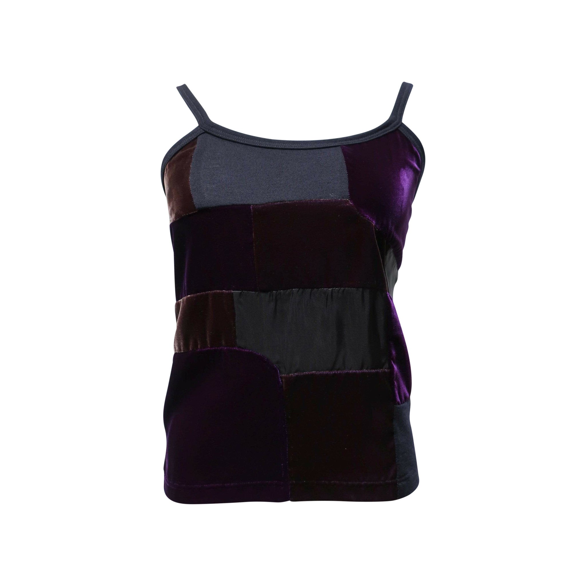 Shirts & Tops Comme Des Garçons Patchwork Top - Purple Velvet Stretch Black