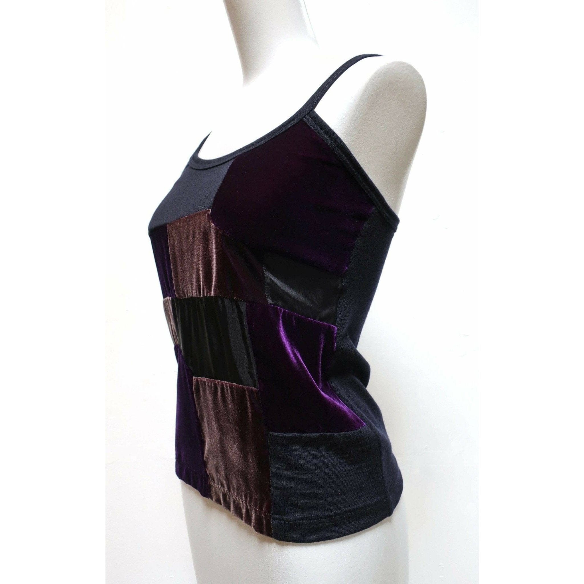 Shirts & Tops Comme Des Garçons Patchwork Top - Purple Velvet Stretch Black