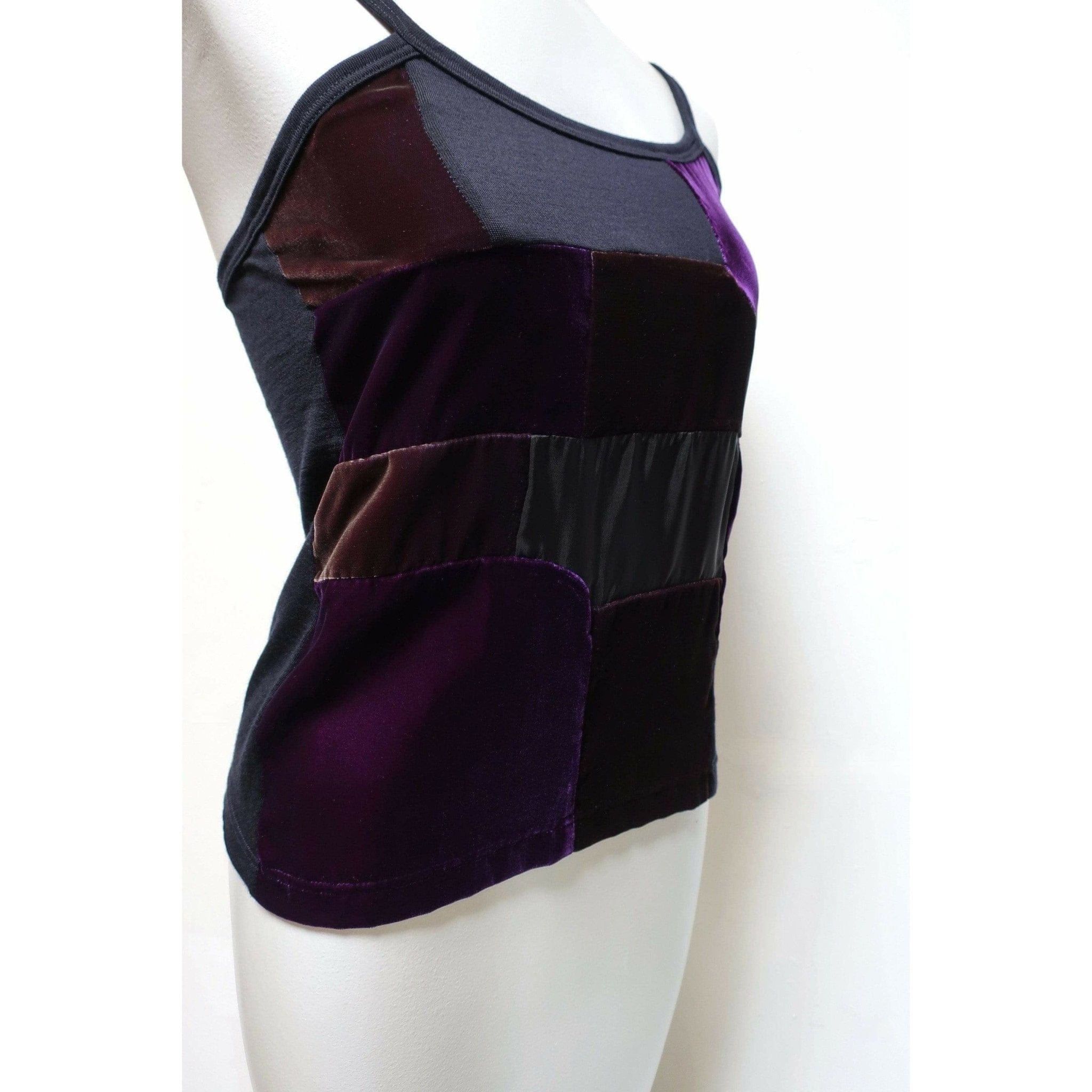 Shirts & Tops Comme Des Garçons Patchwork Top - Purple Velvet Stretch Black