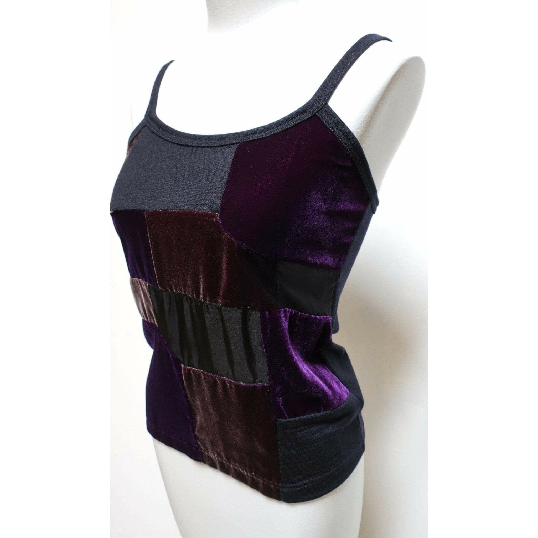 Shirts & Tops Comme Des Garçons Patchwork Top - Purple Velvet Stretch Black