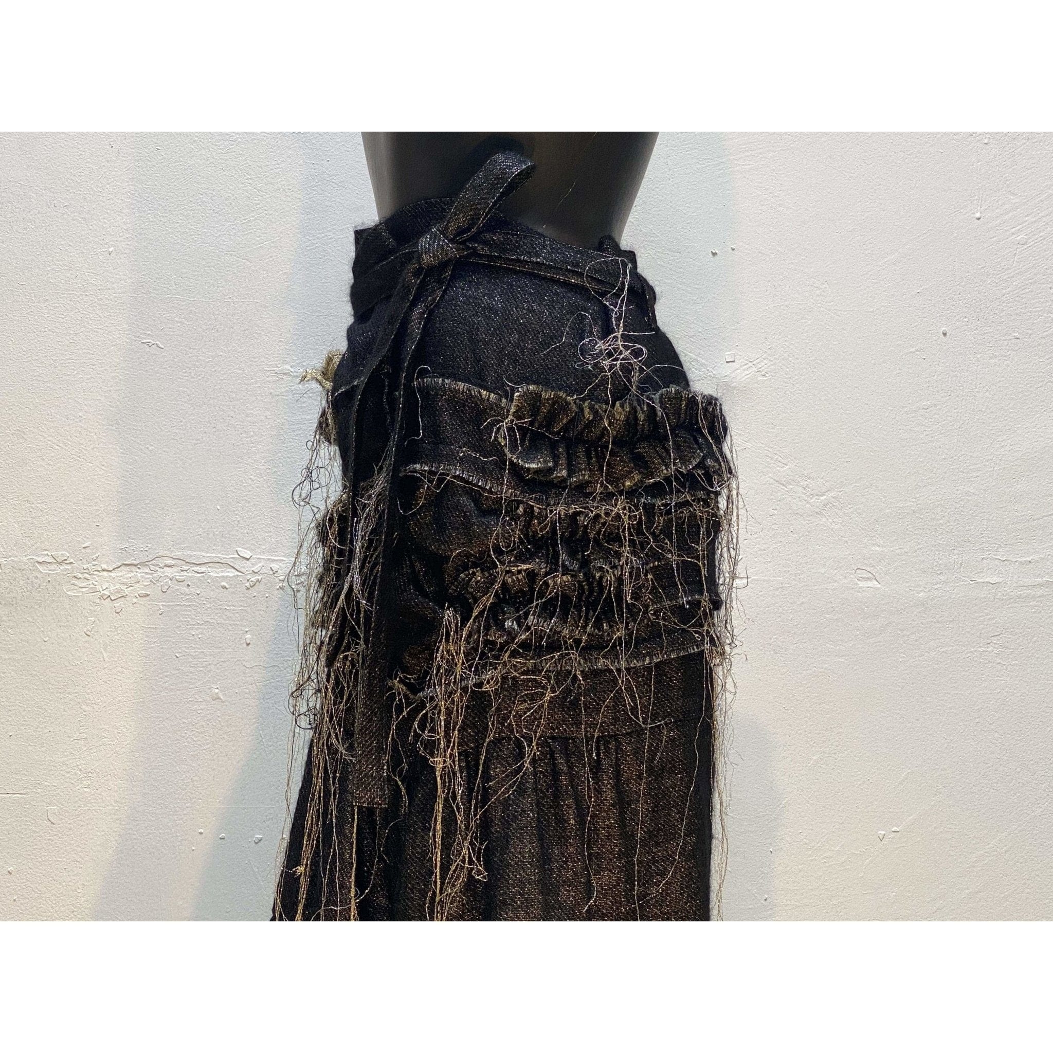 Skirts Comme des Garçons Belted Skirt - Black Mohair Frayed Black