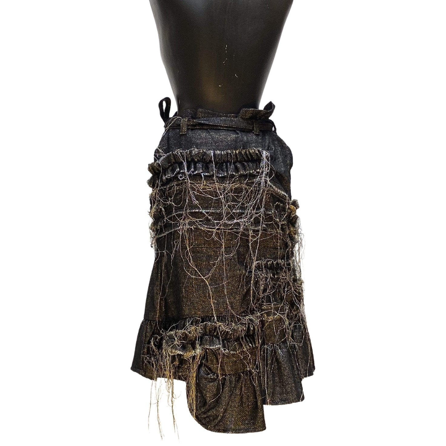 Skirts Comme des Garçons Belted Skirt - Black Mohair Frayed Dark Slate Gray