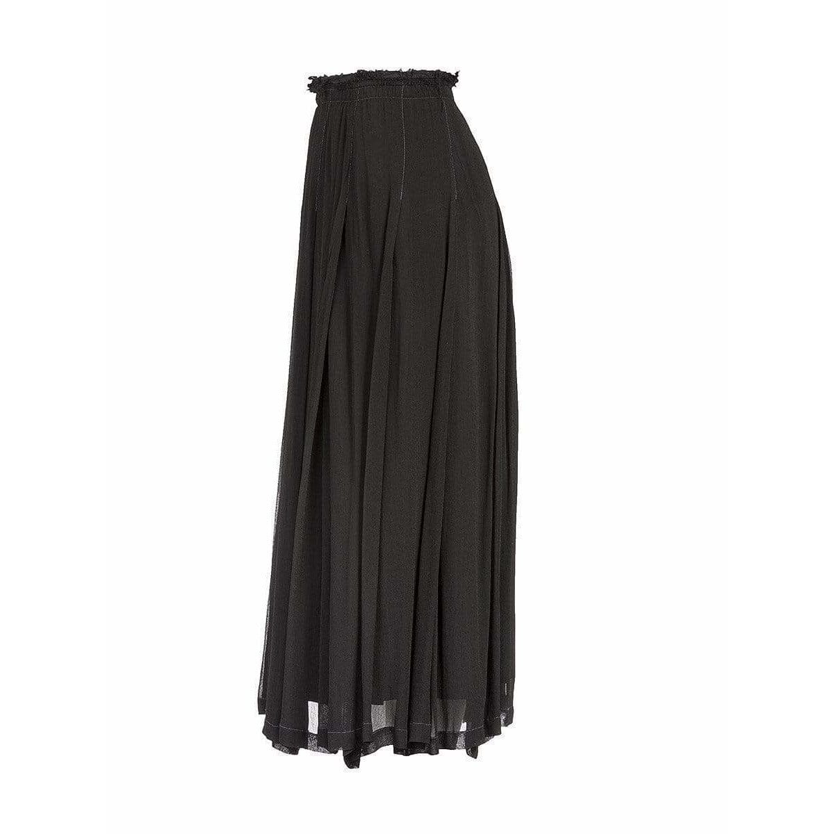 Skirts CDG Pleated Maxi Skirt - Charcoal Crepe Silk Dark Slate Gray