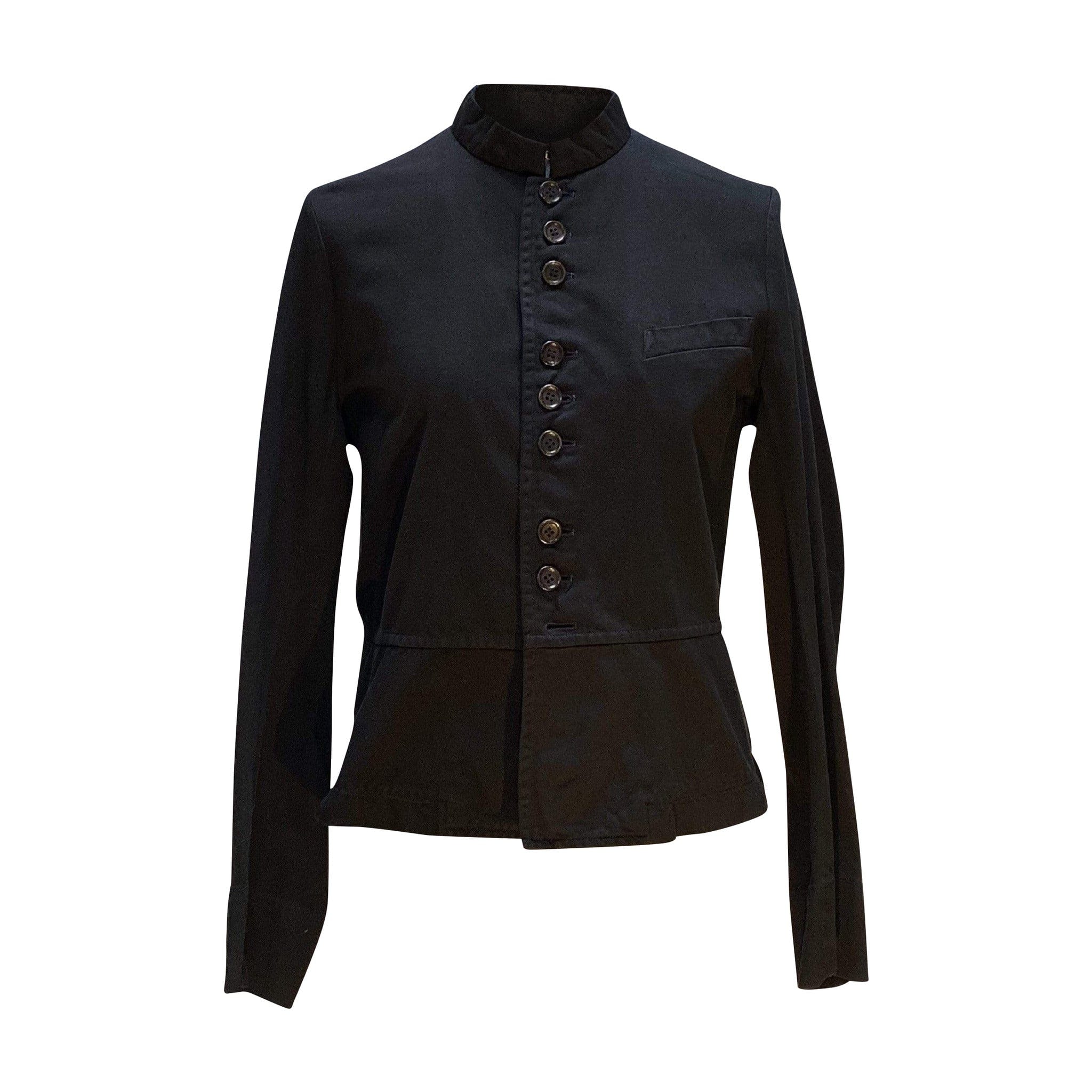 Womens Jackets + Coats Comme des Garçons Buttoned Coat - Black Cotton Flared Black