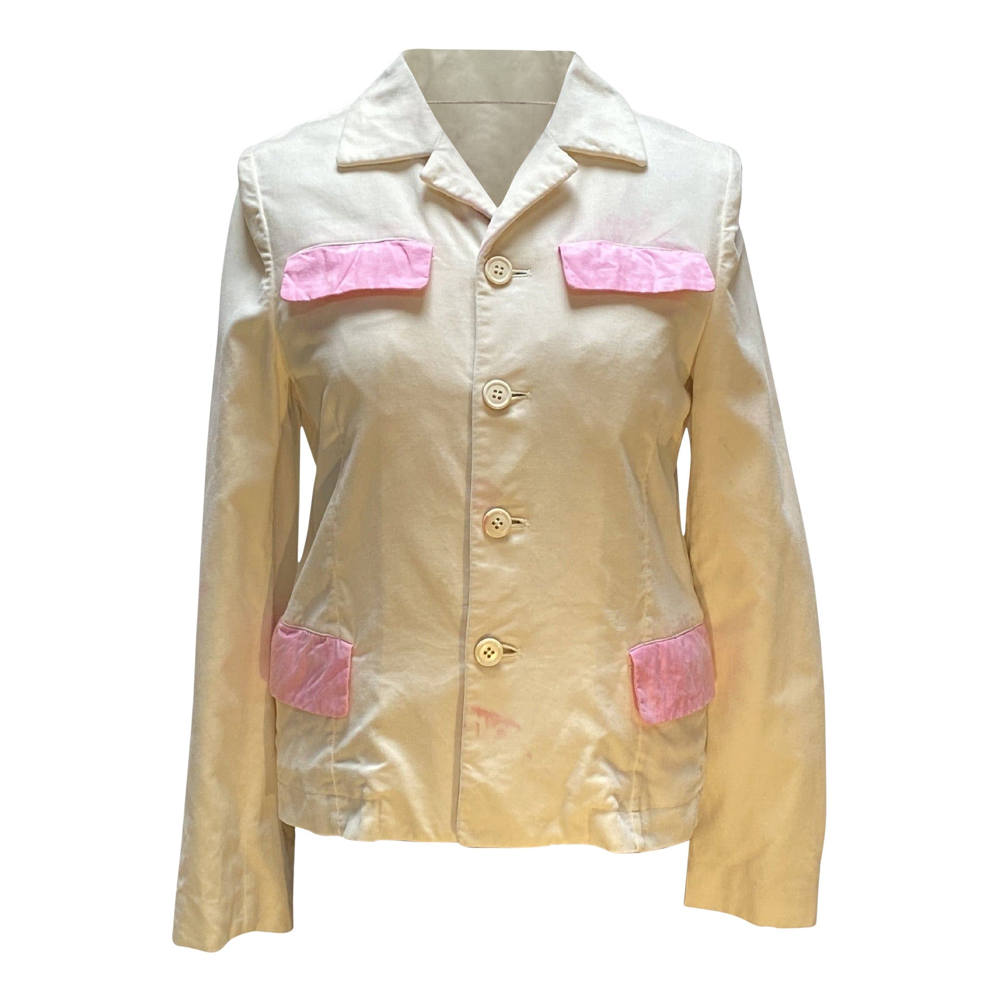 Womens Jackets + Coats Comme des Garçons Jacket - Cream Corduroy Velvet Rosy Brown