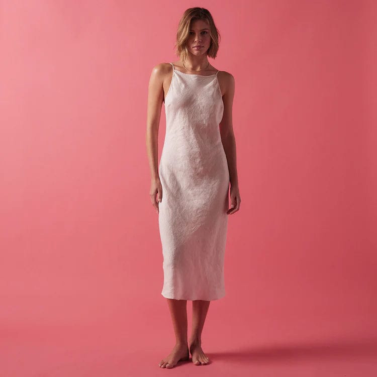 Dresses James Perse Linen Cami Dress - Bias Cut Garment Dyed Pale Violet Red