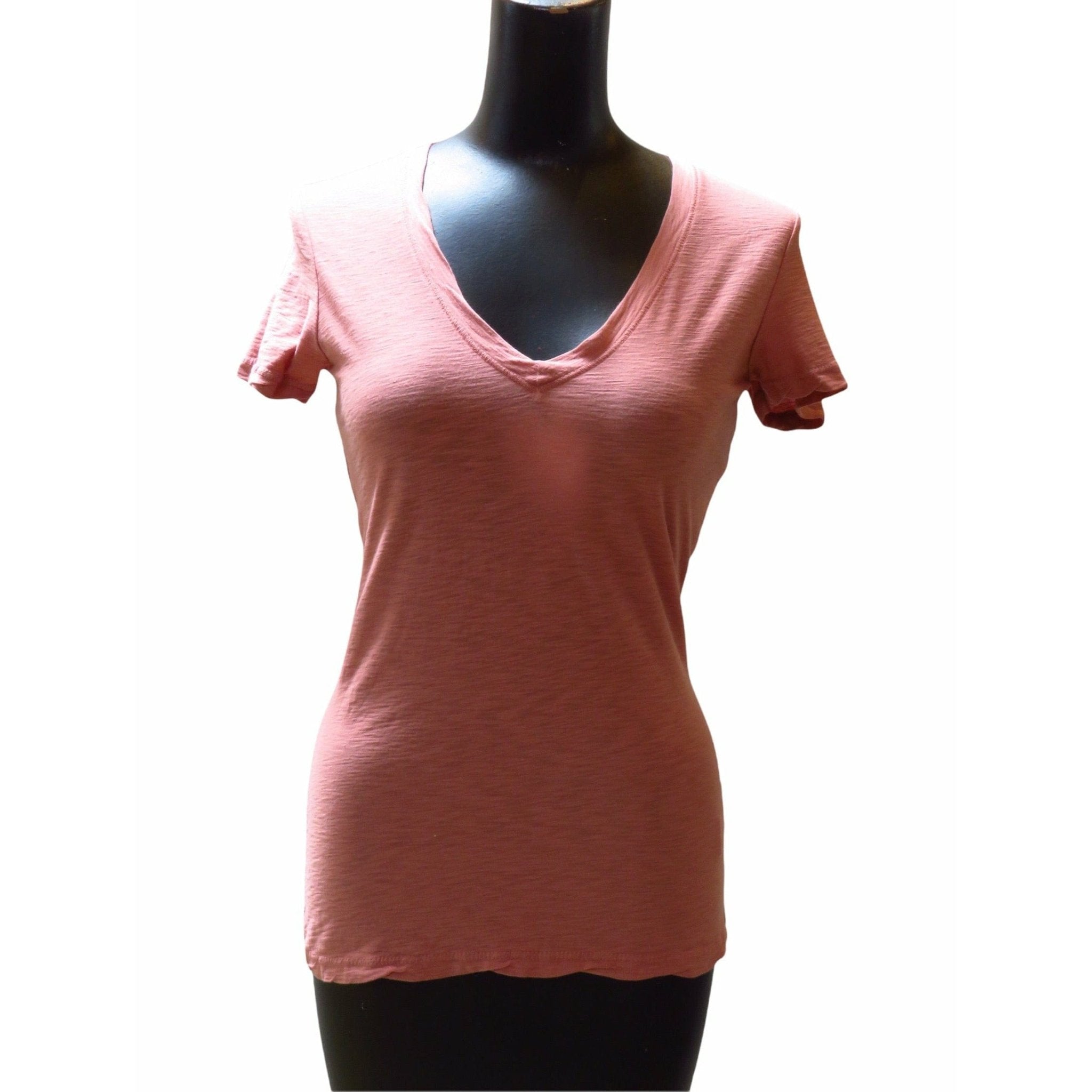 Shirts & Tops James Perse Casual V-Neck Tee - Cotton Slub Top Saddle Brown