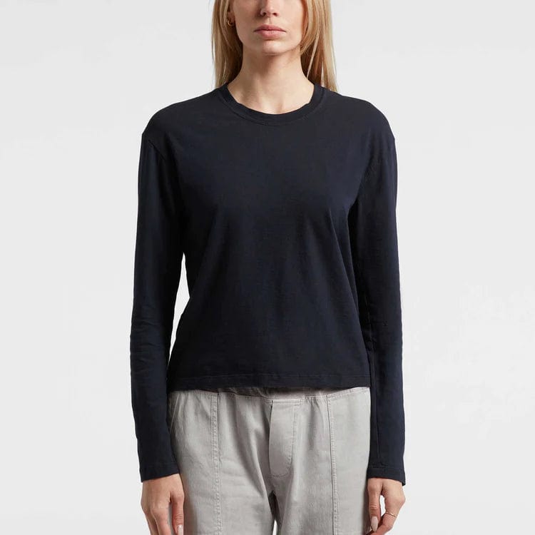 Shirts & Tops James Perse Boxy Long Sleeve Tee - Lightweight Cotton Jersey Light Gray