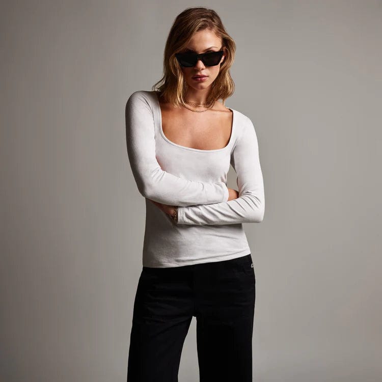 Shirts & Tops James Perse Square Neck Top - Stretch Velvet Knit Light Slate Gray