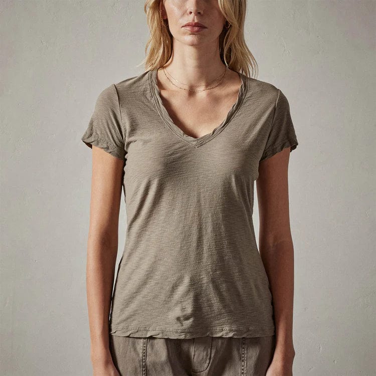 T-Shirt James Perse Casual Tee - Cotton Slub V-Neck Dark Gray