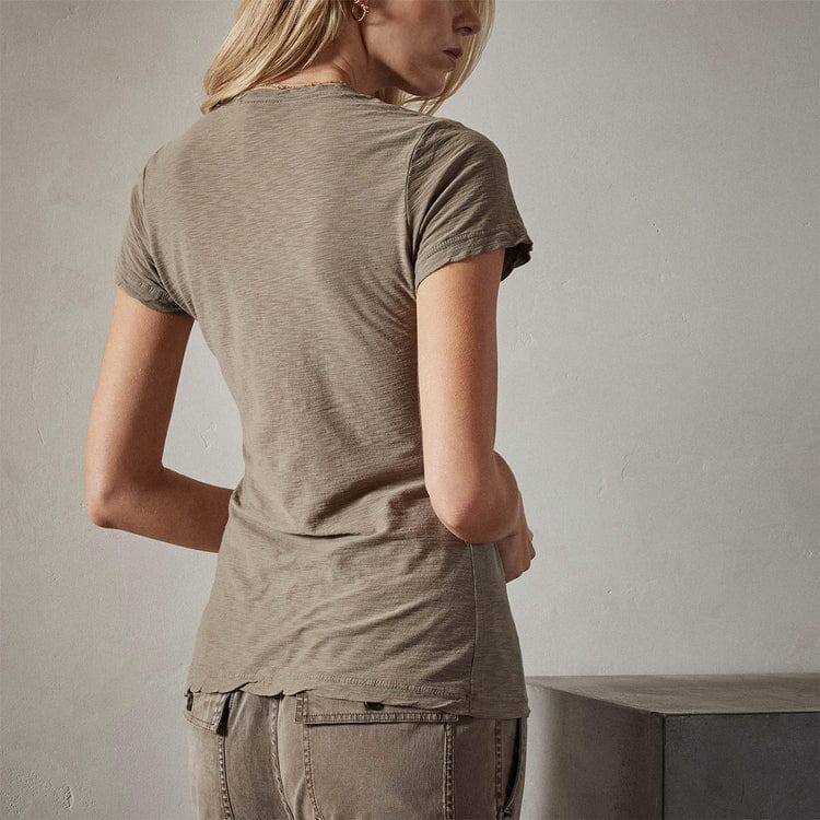 T-Shirt James Perse Casual Tee - Cotton Slub V-Neck Rosy Brown