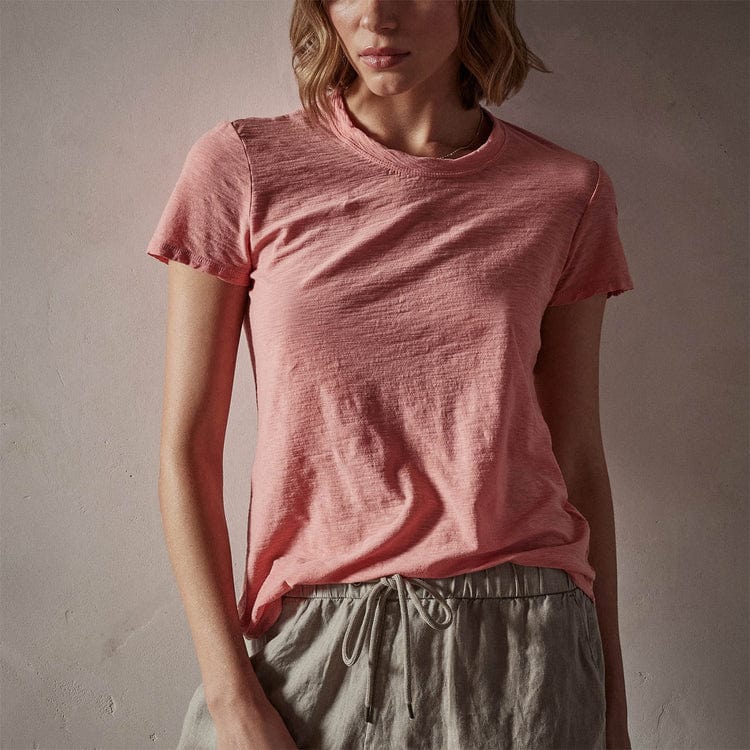 Women's T-shirts James Perse Sheer Slub Crew Neck Tee - Cotton Poly Blend Rosy Brown