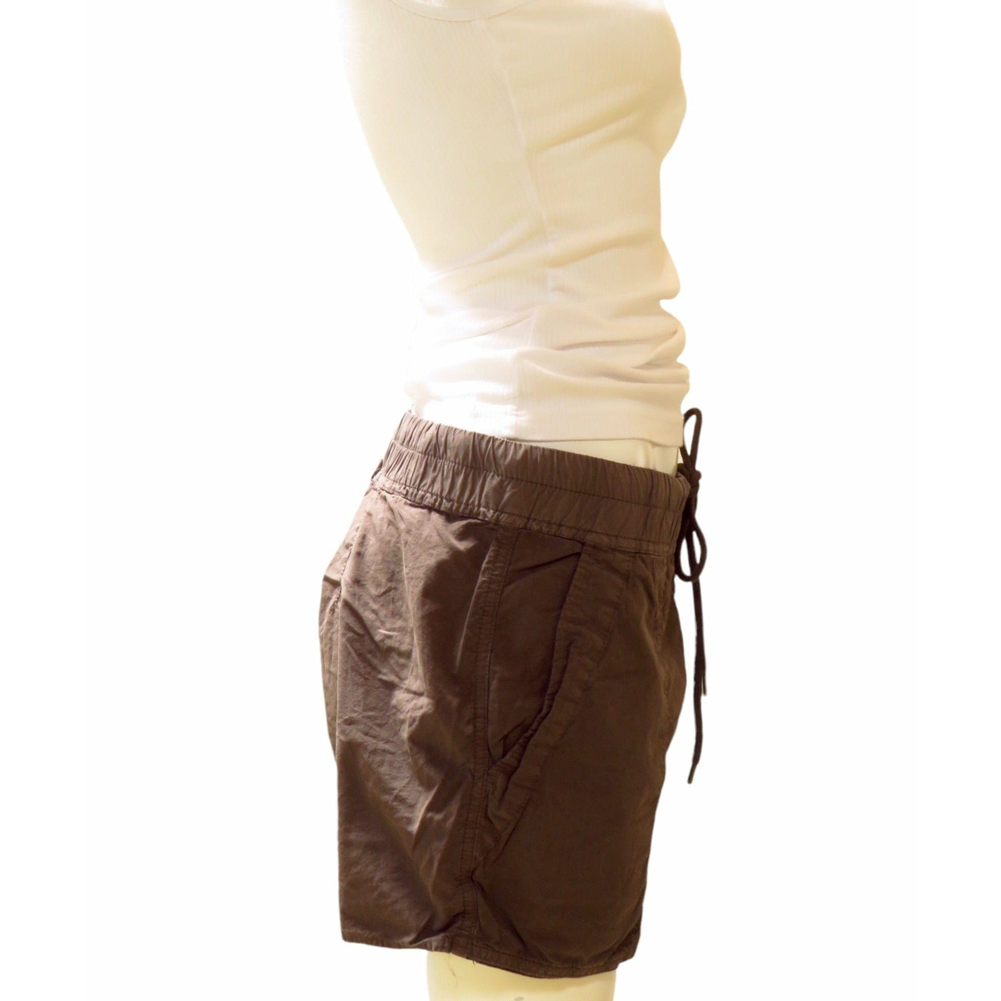 Womens Pants James Perse Crinkled Poplin Trouser Short - Lightweight Summer Shorts Wheat