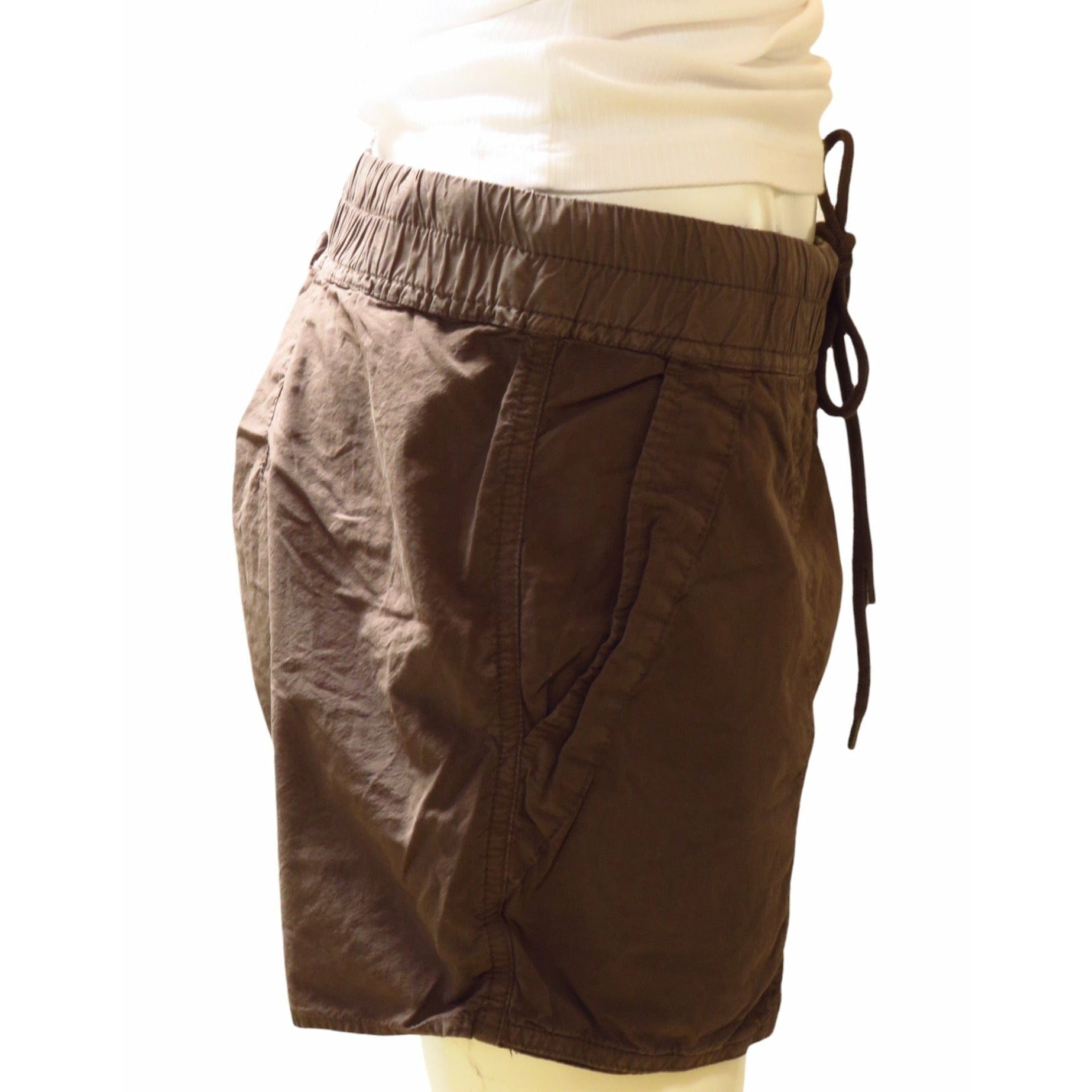 Womens Pants James Perse Crinkled Poplin Trouser Short - Lightweight Summer Shorts Wheat