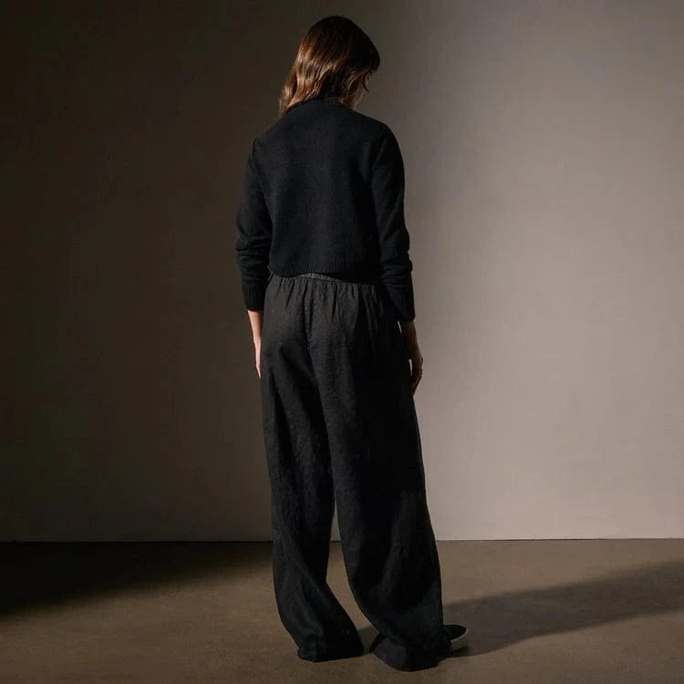 Womens Pants James Perse Lightweight Linen Wide Leg Pant - Garment Dyed Black
