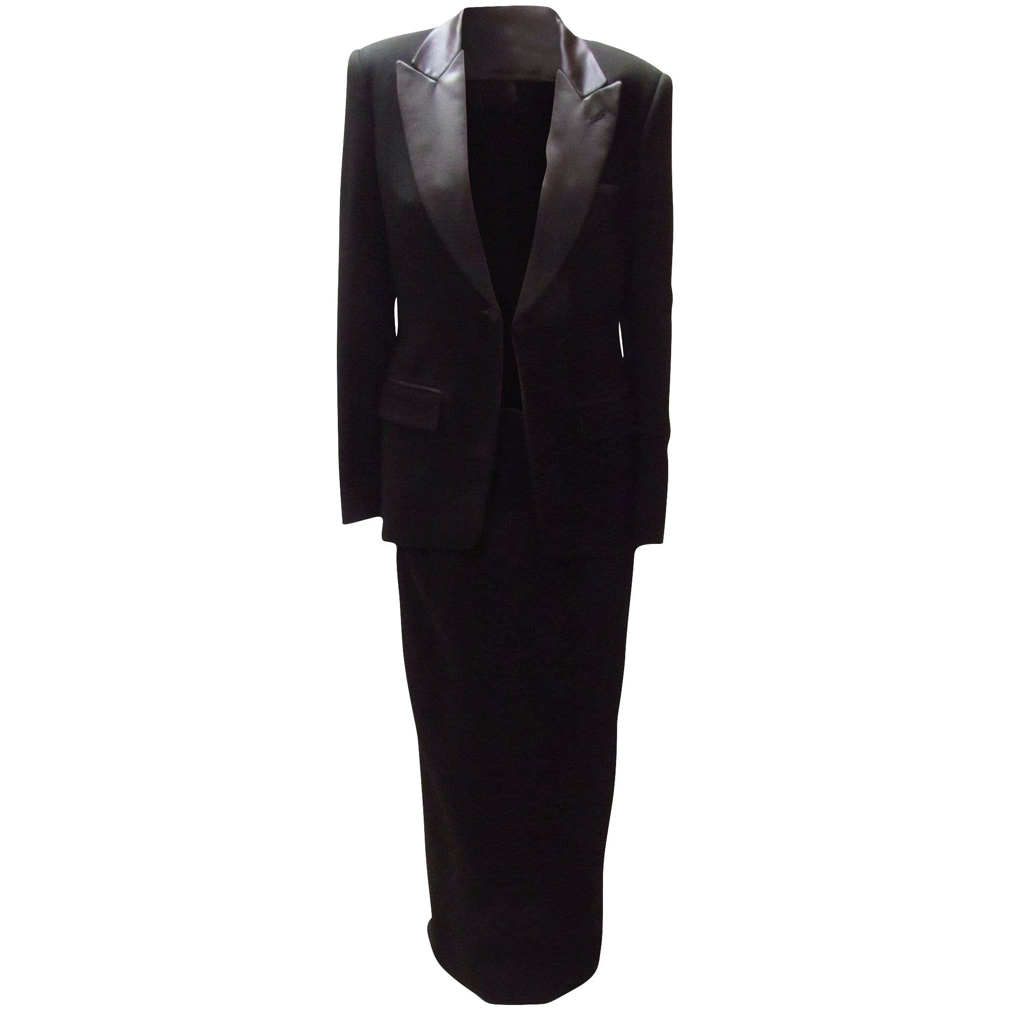 Dresses Jean Paul Gaultier Classique Tuxedo Dress - Black Wool Rayon Black