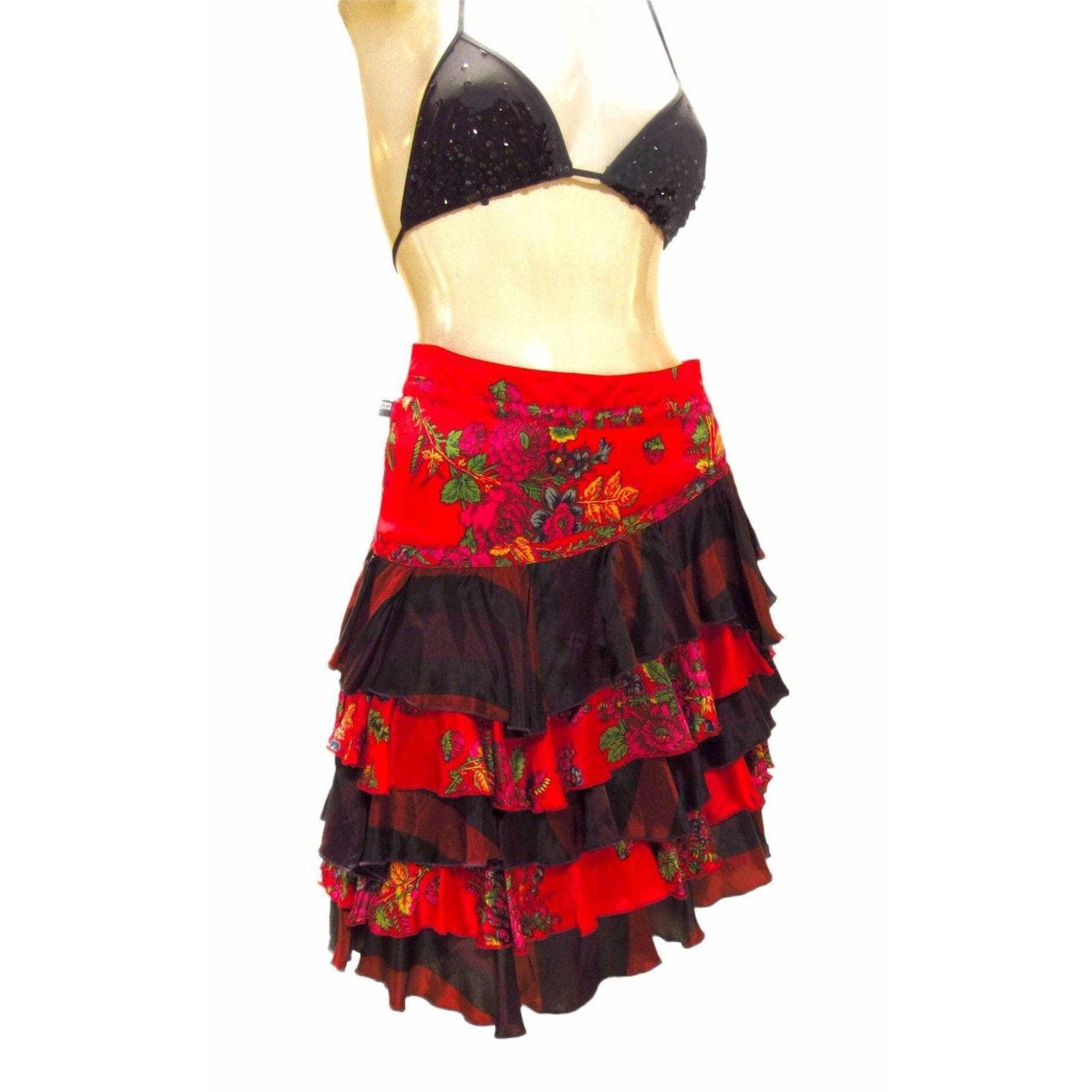 Skirts Jean Paul Gaultier Floral Tiered Skirt - Red Multi Layered Bisque