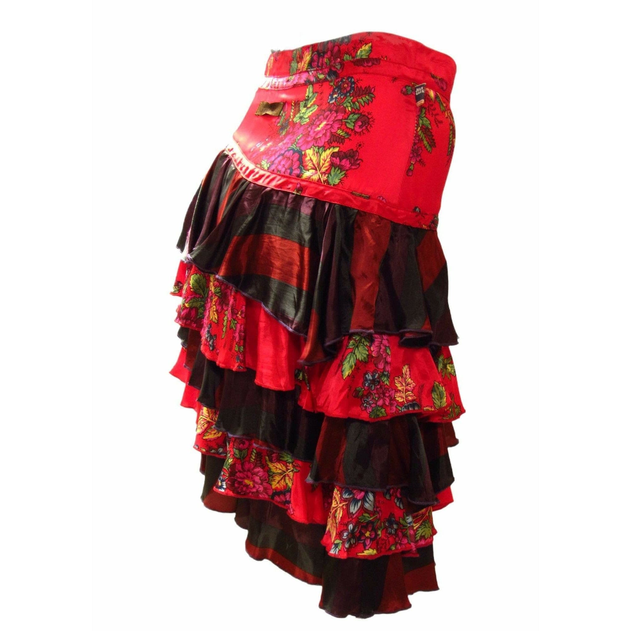 Skirts Jean Paul Gaultier Floral Tiered Skirt - Red Multi Layered Tomato