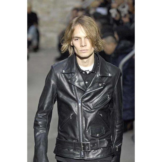 Womens Jackets + Coats Junya Watanabe Vintage Biker Jacket - Distressed Leather Dark Slate Gray