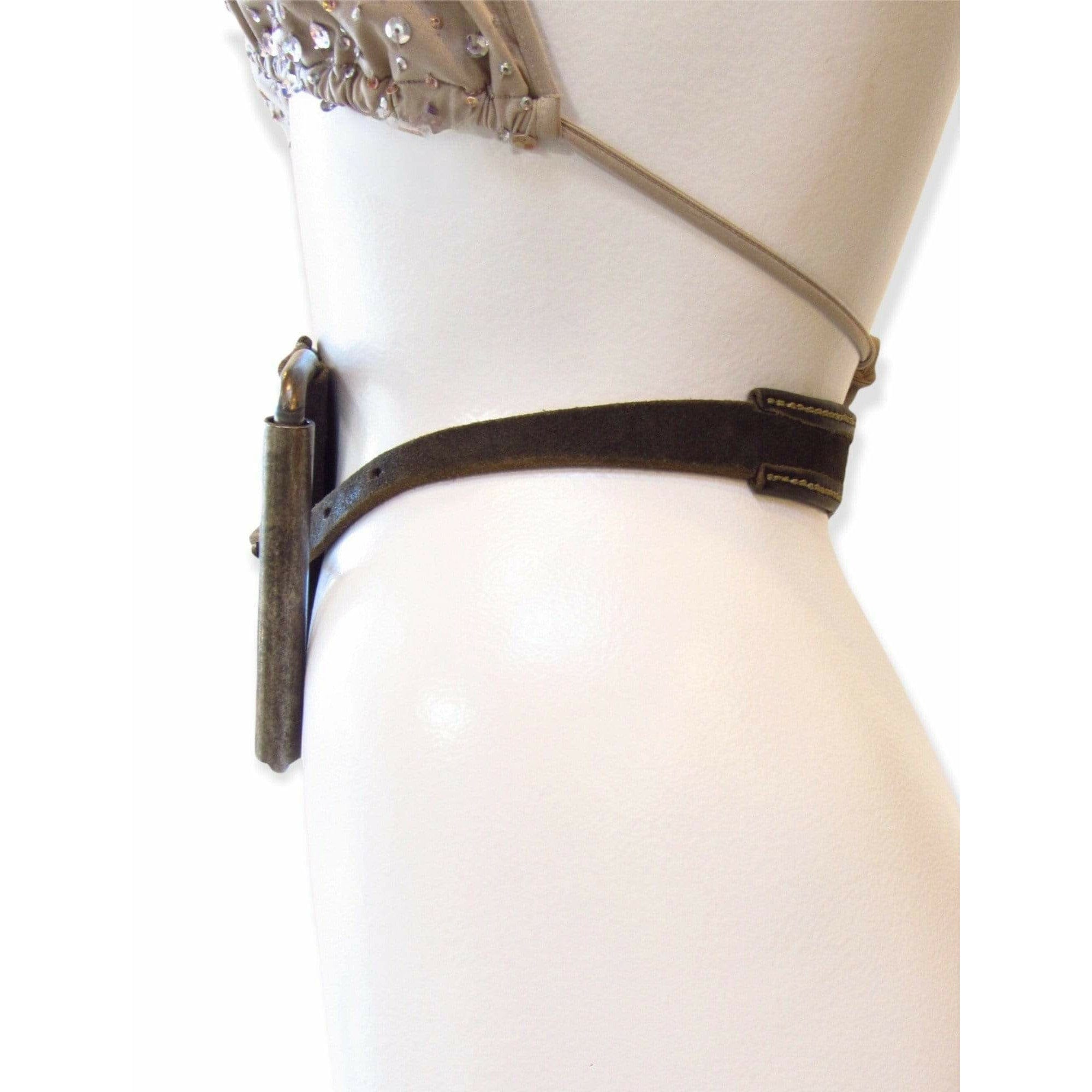 Belts Maison Martin Margiela Asymmetrical Saddle Leather Belt - Leather Steel Grey Asymmetrical White Smoke