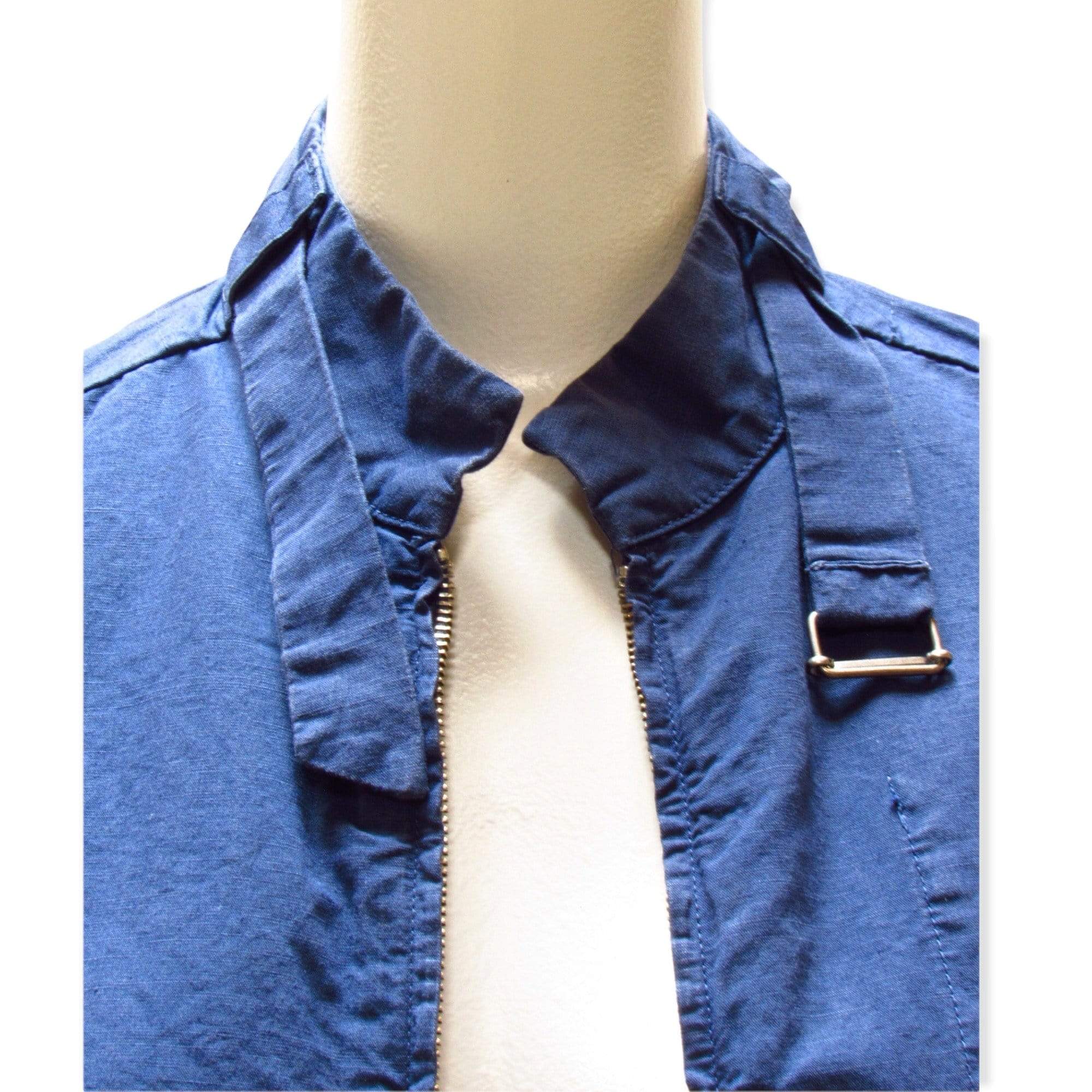 Coats & Jackets Maison Martin Margiela Cropped Jacket - Cotton Blue Zip-Front Steel Blue