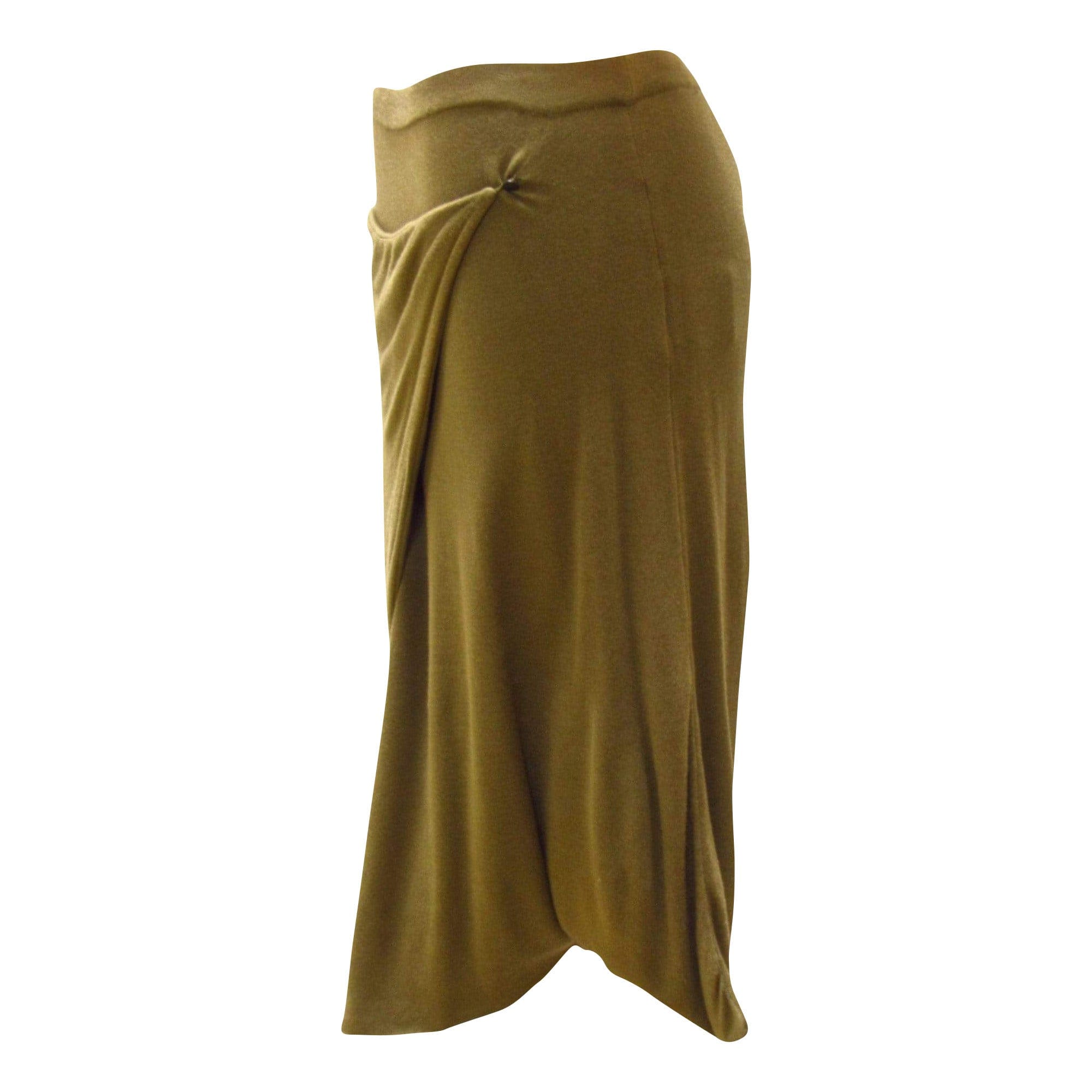 Skirts Maison Martin Margiela Olive Wrap Front Skirt - Rayon Knit Olive Dark Olive Green