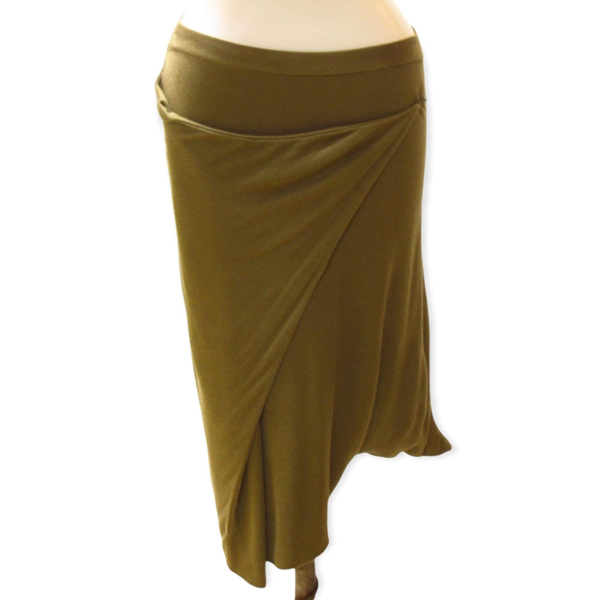 Skirts Maison Martin Margiela Olive Wrap Front Skirt - Rayon Knit Olive White Smoke