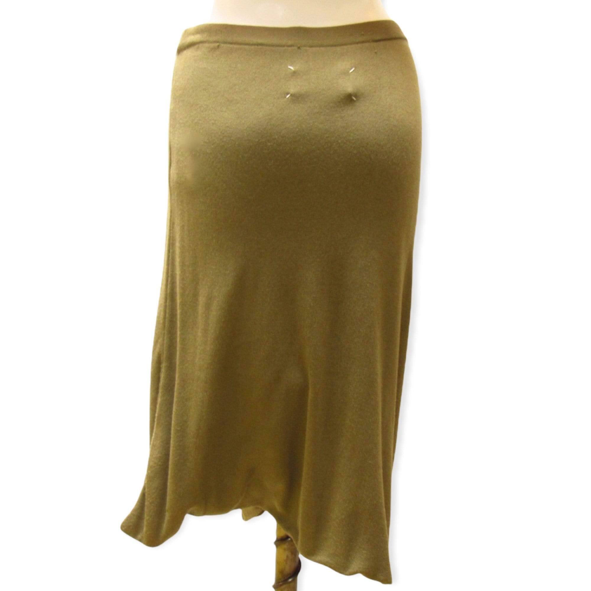 Skirts Maison Martin Margiela Olive Wrap Front Skirt - Rayon Knit Olive White Smoke