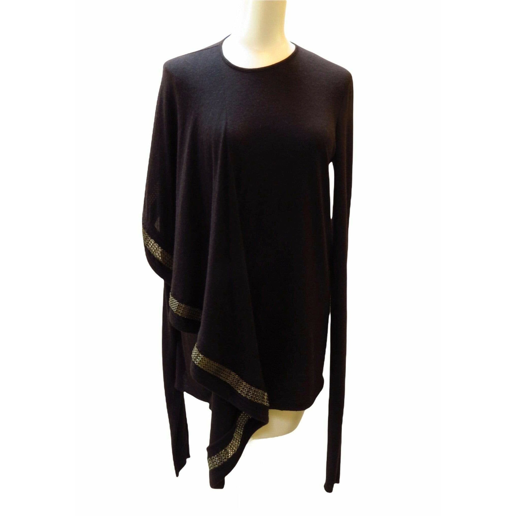 Shirts & Tops Rick Owens Lilies Knit Top with Chains - Black Draped Chain Detail Black