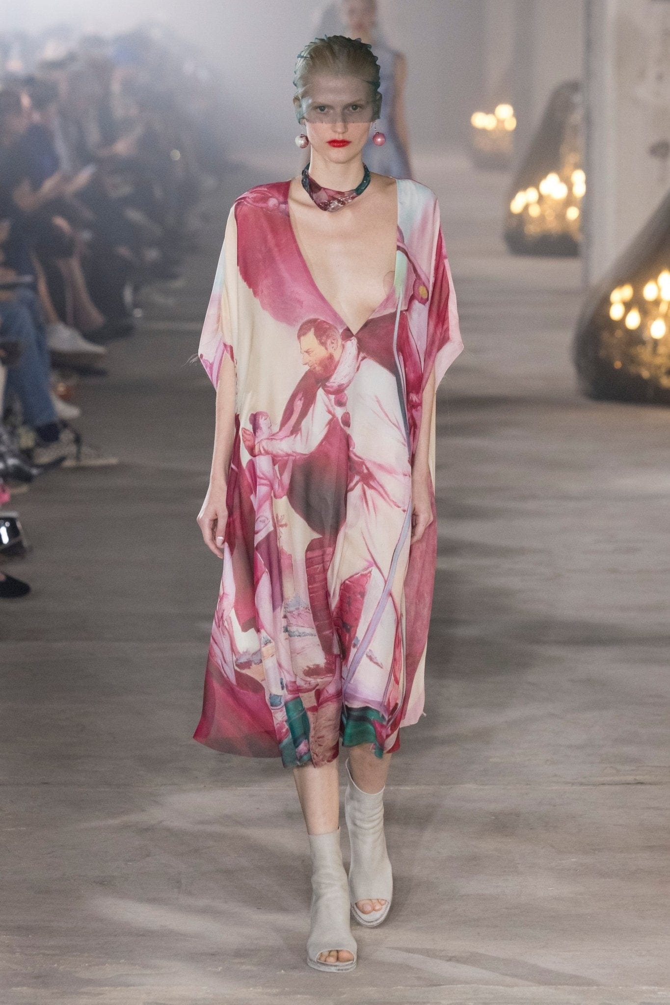 Dress Undercover24 Dress - Red Polyester Kaftan Slate Gray