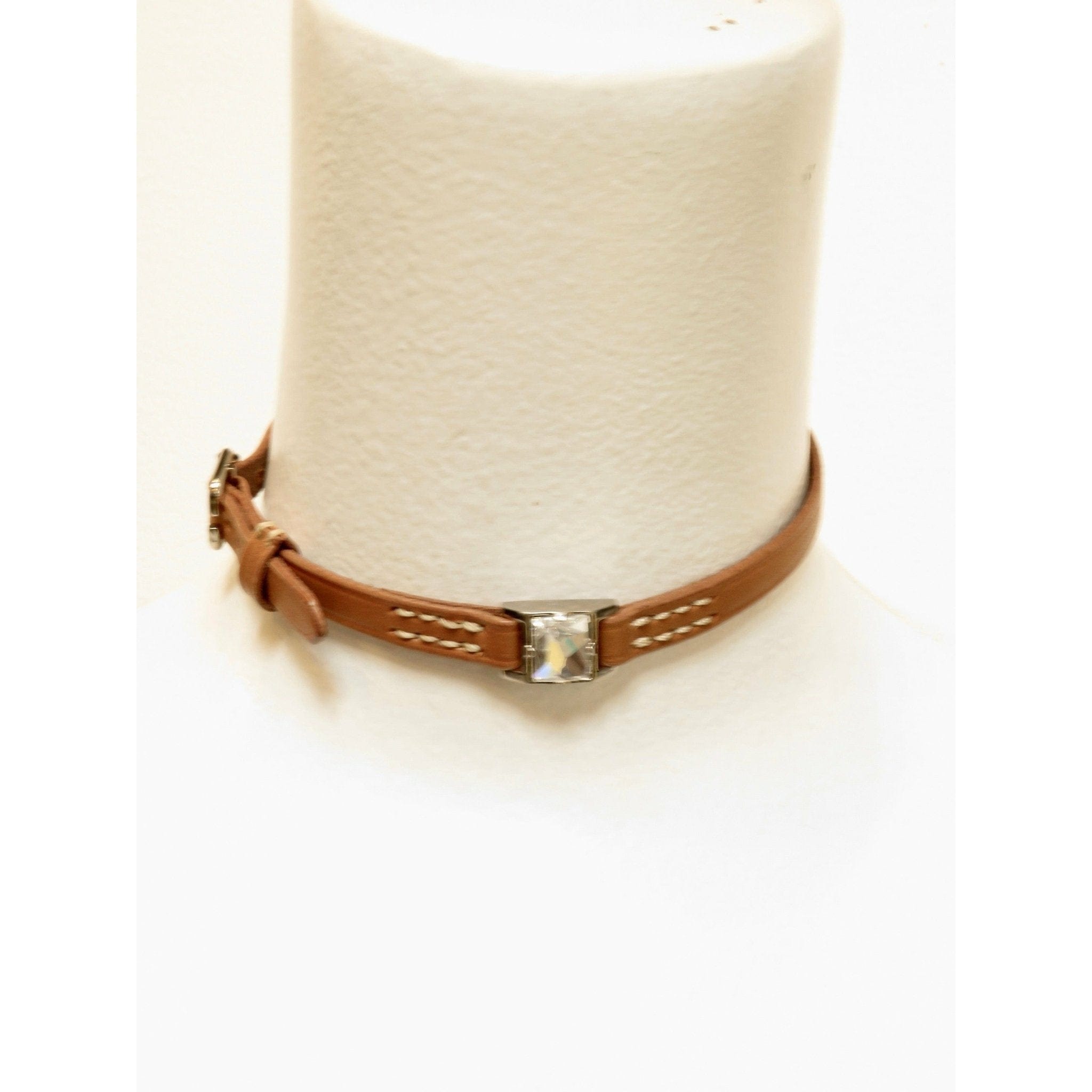 Necklaces Undercover Less But Better Collar Necklace - Cognac Leather Light Gray