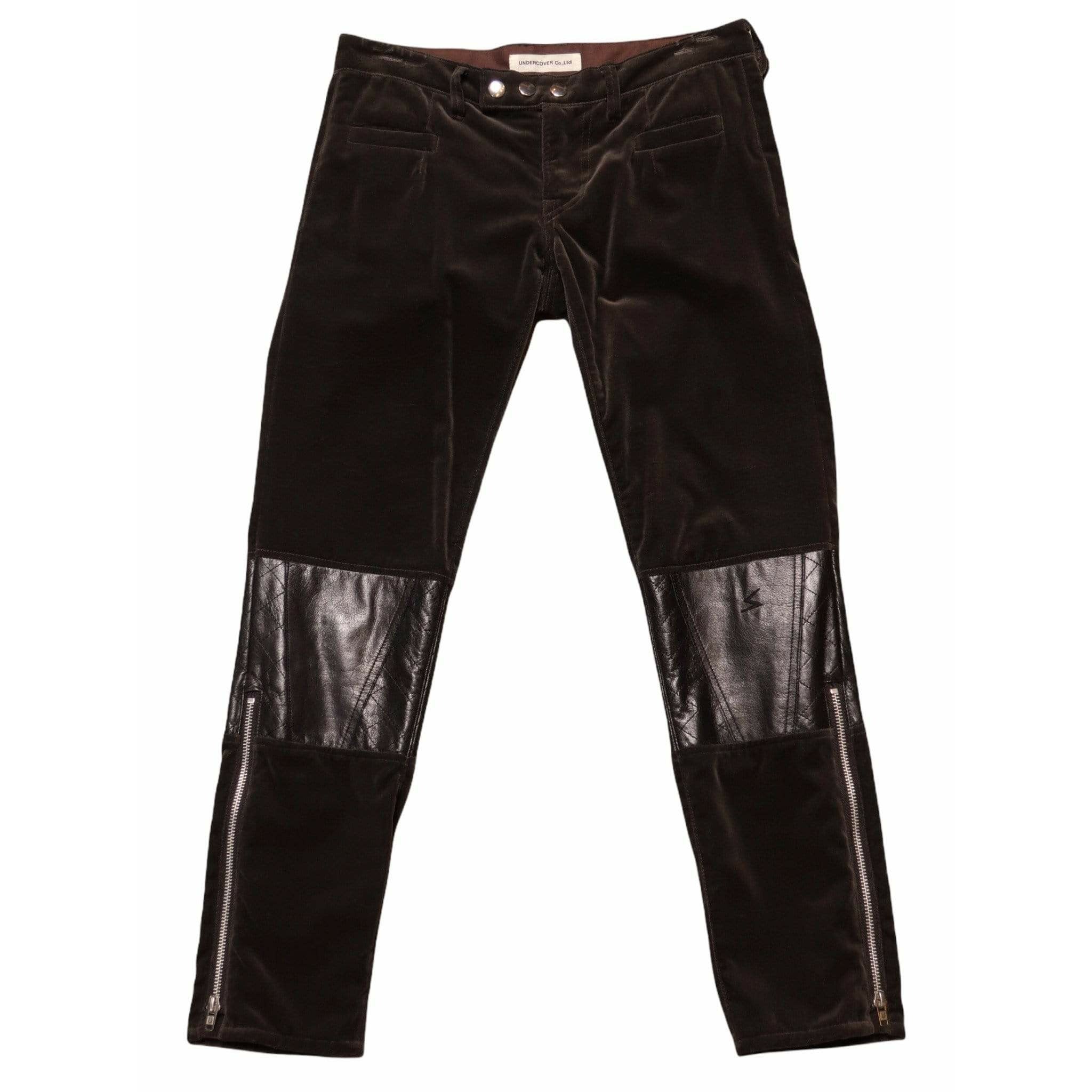 Pants Undercover Vintage Straight Pant - Charcoal Velvet Leather Black