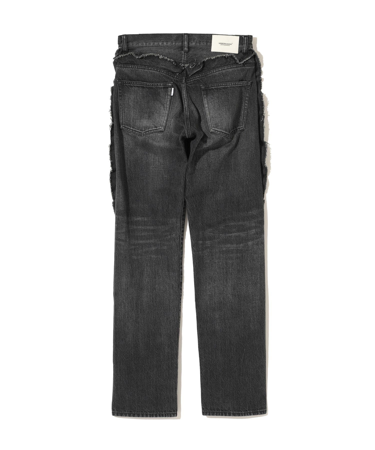 Pants Undercover Frayed Denim Ruffle Pants - Distressed Designer Jeans Dark Slate Gray