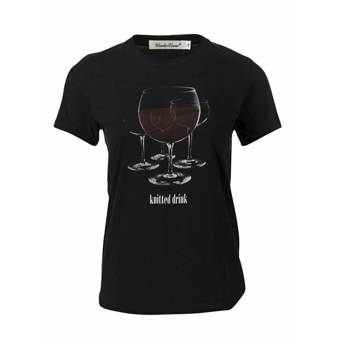 Shirts & Tops Undercover 'Kitted Drink' Black Cotton T-Shirt - Graphic Crew Neck Black