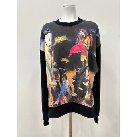 Shirts & Tops Undercover SS24 Printed Sweatshirt - Black Cotton Split-Hem Dark Slate Gray