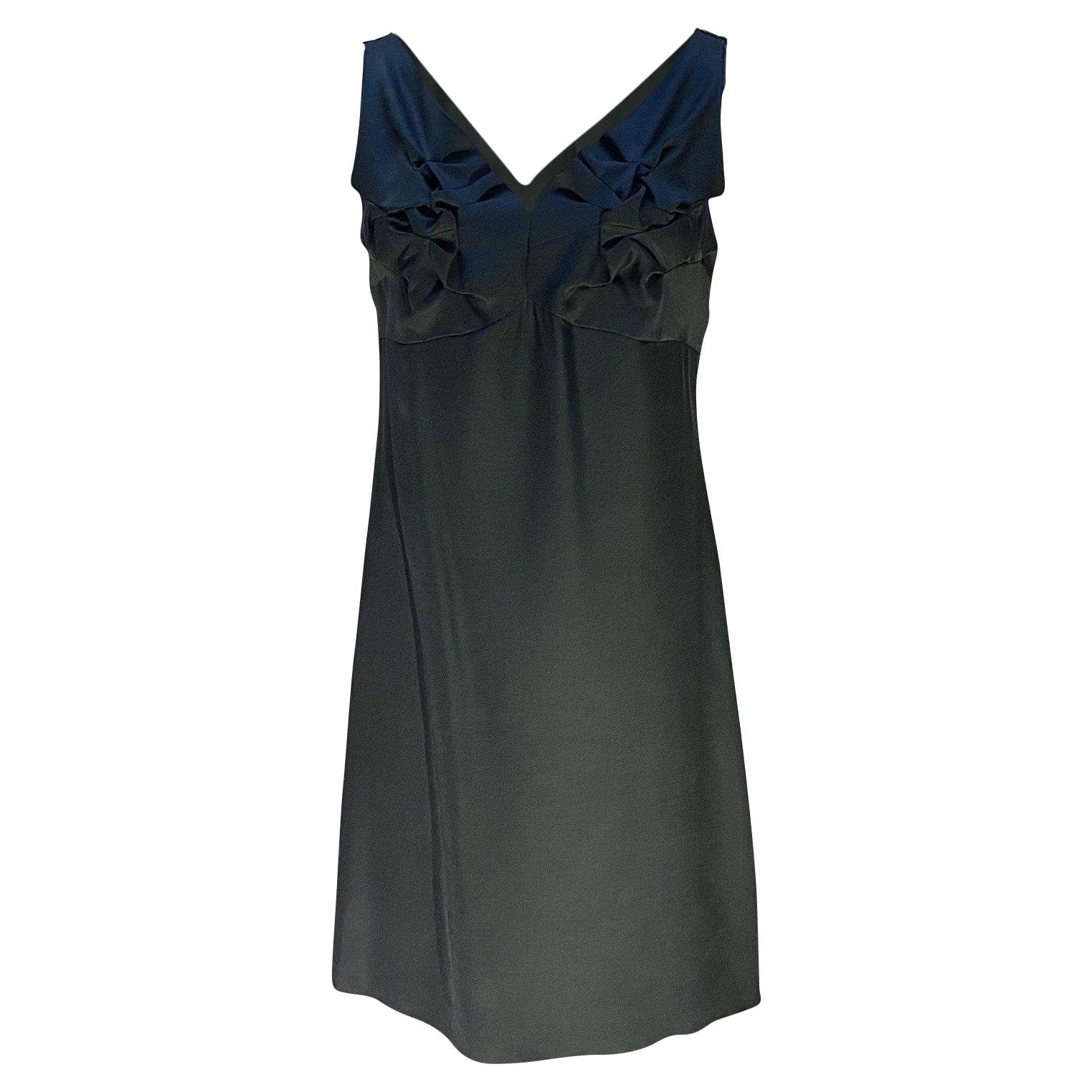 Women's dresses Green Silk-Cotton Ruffle V-Neck Dress by UNDERCOVER Dark Slate Gray