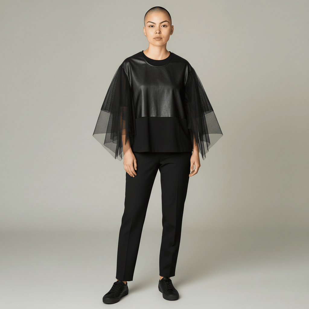 Undercover Women Top Undercover Black Layered Top in Cotton and Georgette