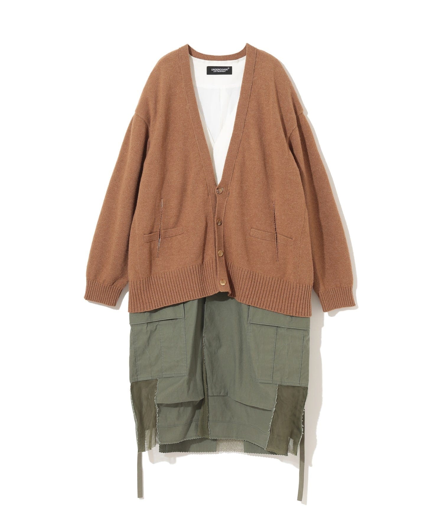 Womens Jackets + Coats Undercover Deconstructed Camel & Khaki Angora Wool Blend Coat Dim Gray