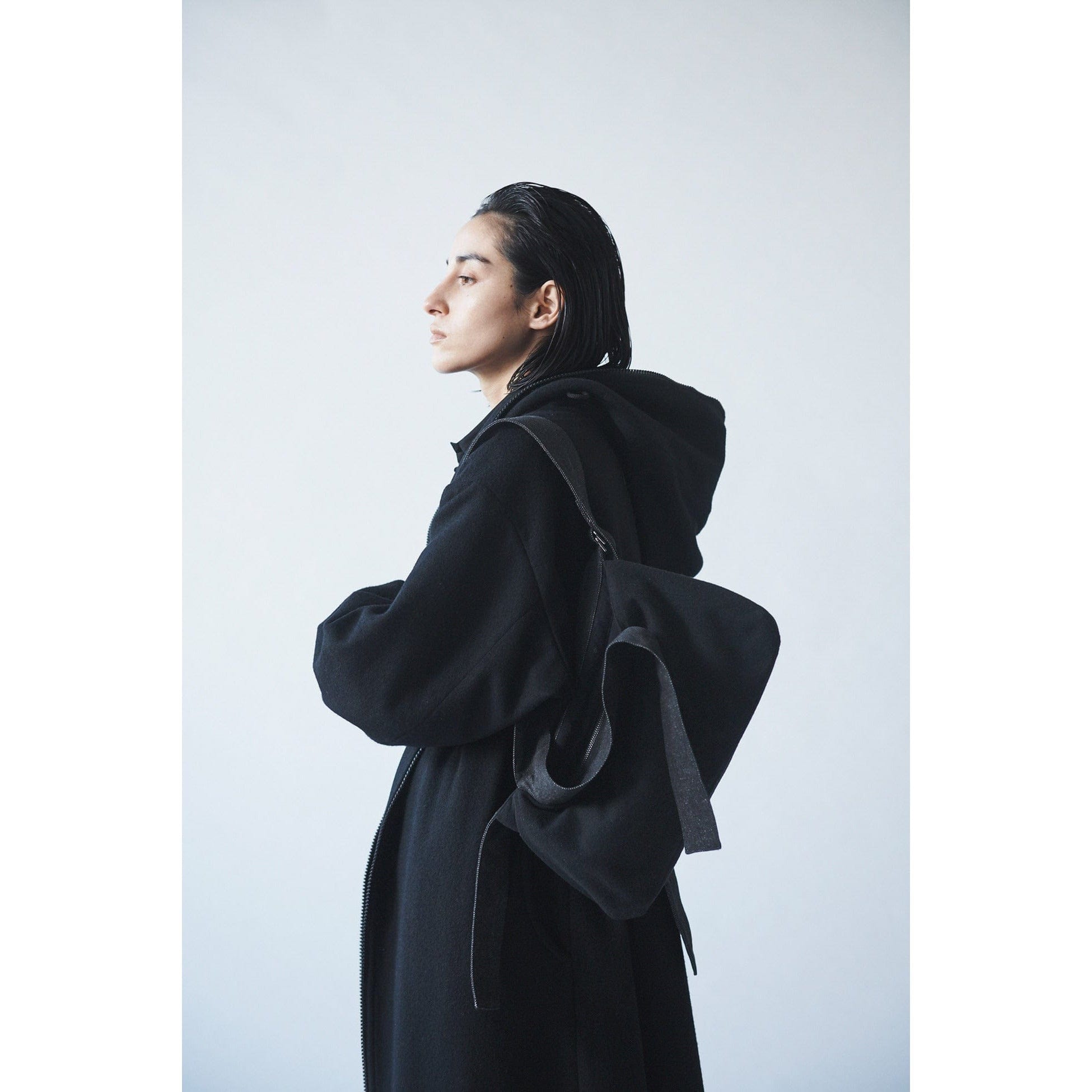Handbags Yohji Yamamoto Belt Shoulder Bag - Black Wool Denim Strap Lavender