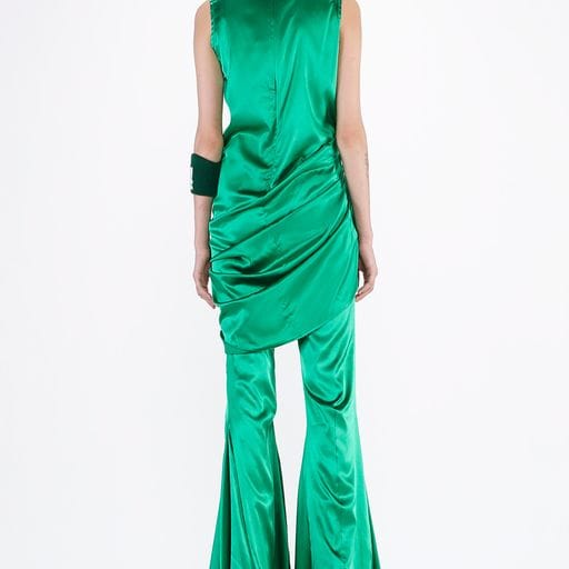Dress Barbara Bologna BB Piega Dress Green Silk Draped Dark Cyan
