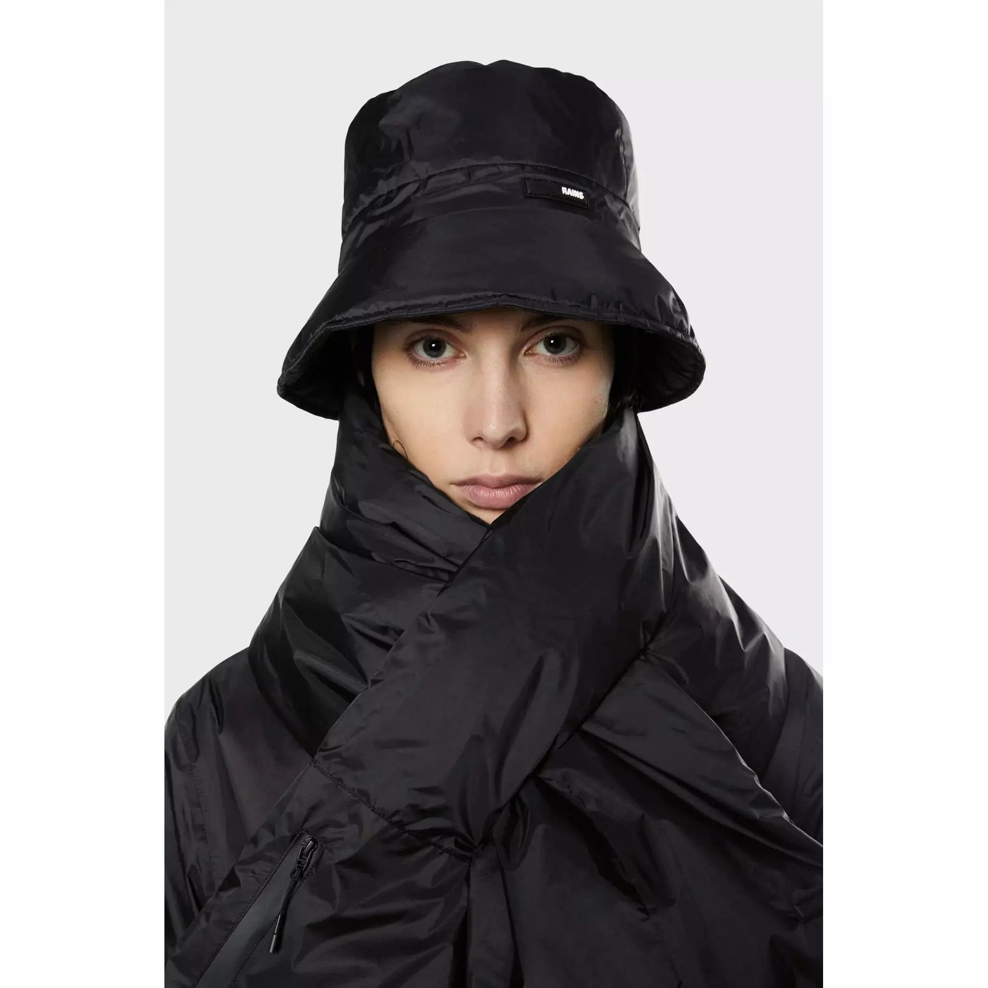 Accessories RAINS Padded Nylon Bucket Hat - Insulated Winter Hat Black