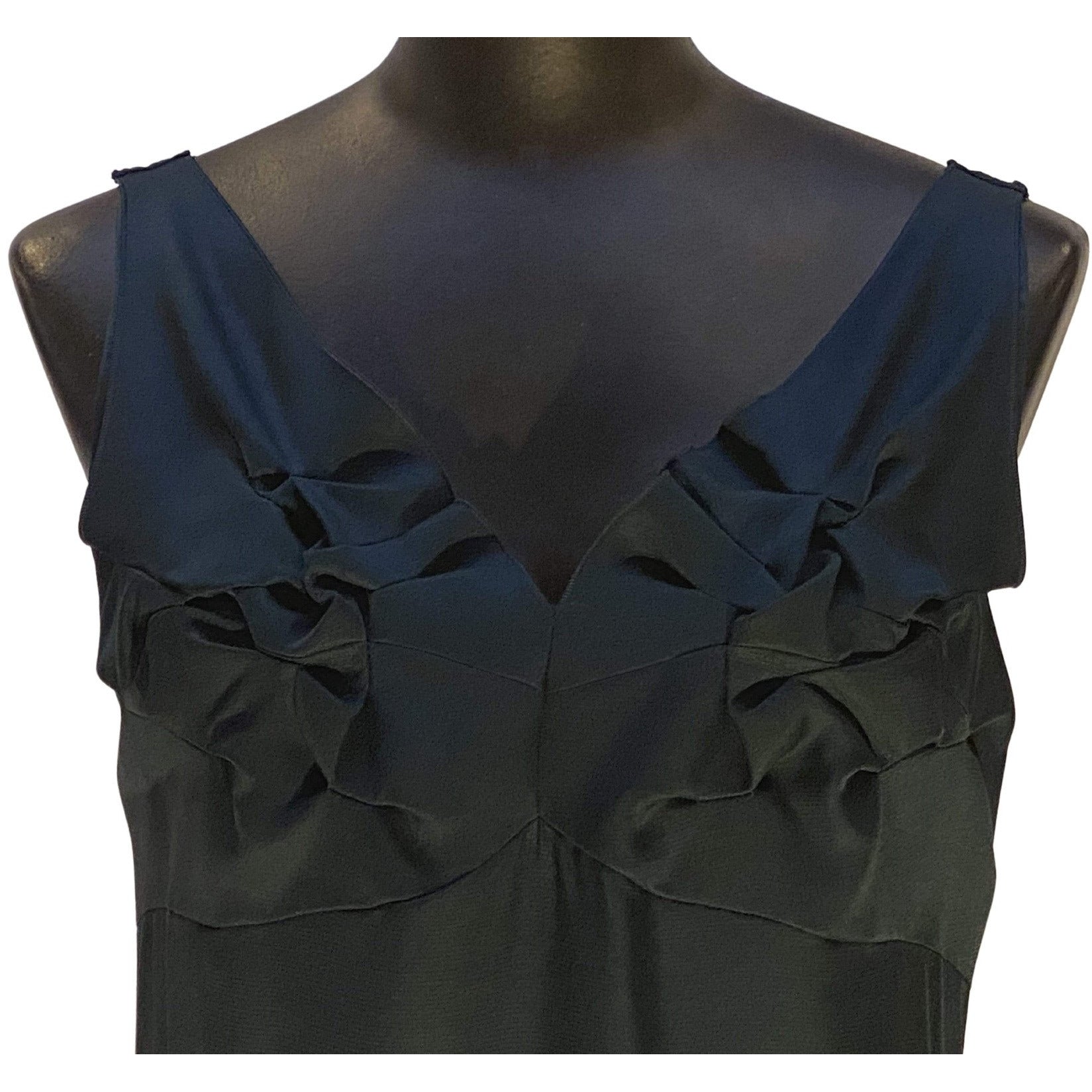 Women's dresses Green Silk-Cotton Ruffle V-Neck Dress by UNDERCOVER Dark Slate Gray